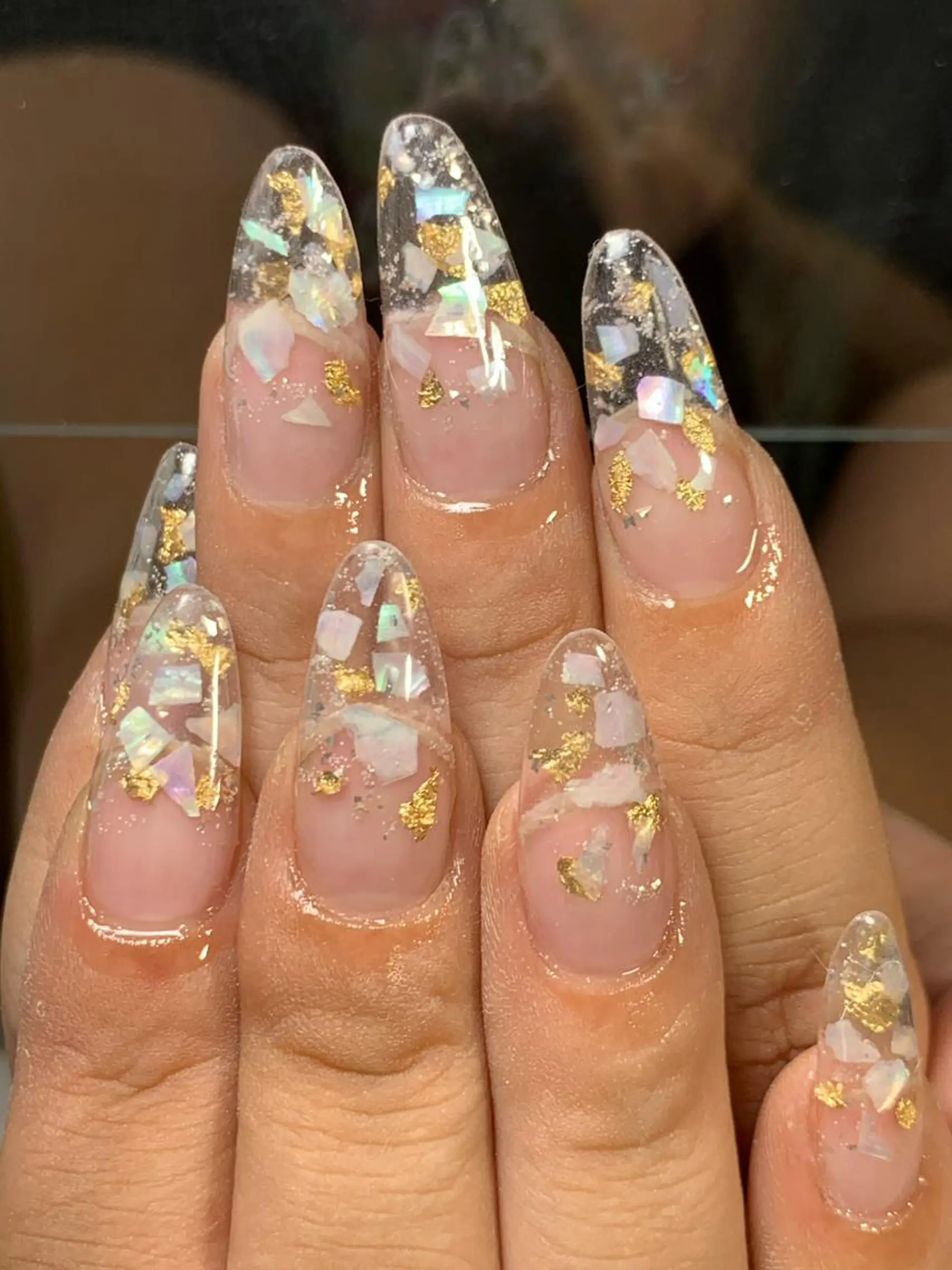 ネイル クリアネイル スカルプネイル 蓑原 佳央里のネイルデザイン