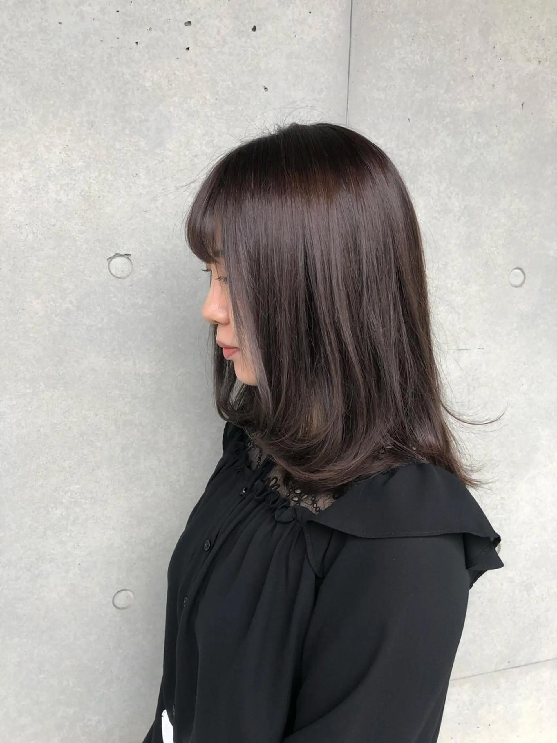 セミロング パーマ セミロングパーマ 縮毛矯正 デジタルパーマ 丸みショートボブ/ タッセルボブ 吉野のヘアスタイル