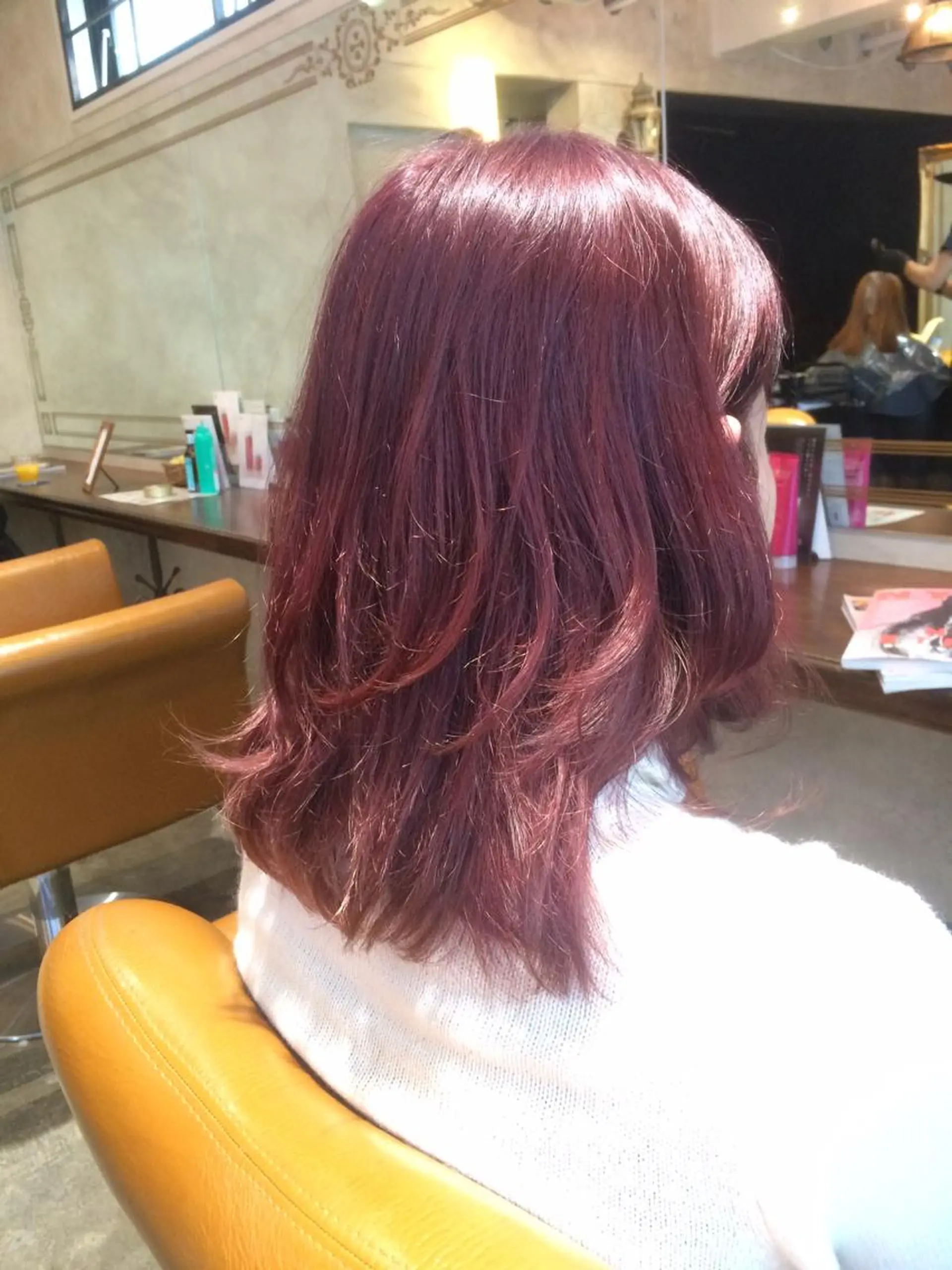 ミディアム カラー ダブルカラー ピンクカラー サロンドミルク 原宿のヘアスタイル