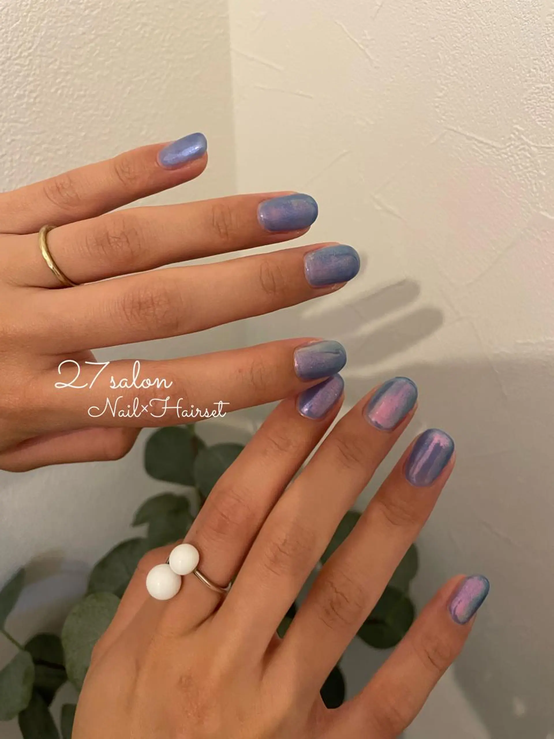 ネイル オーロラネイル 氷ネイル・うるうるネイル 27salon yuinaのネイルデザイン