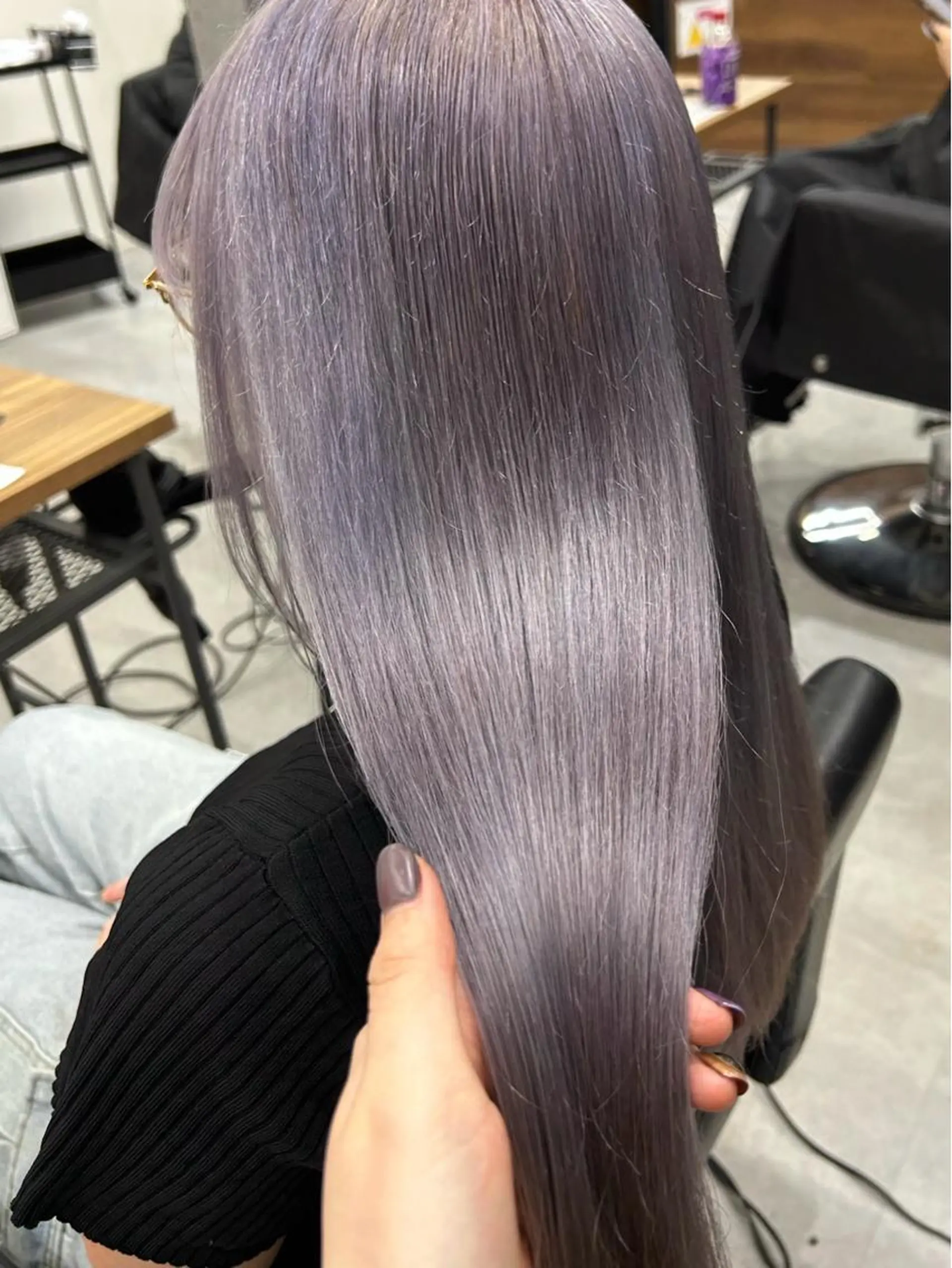 ロング カラー ブリーチ ハイトーンカラー パープルカラー シルバー ENA💗NEXT /ハイトーンエクステのヘアスタイル