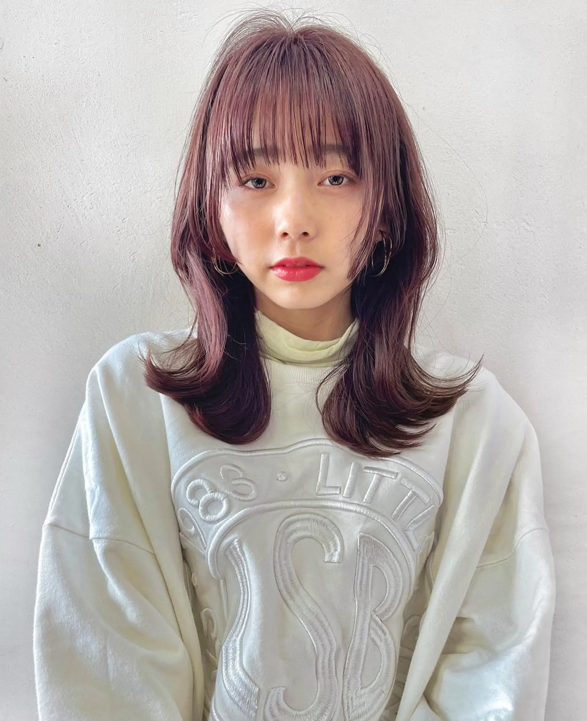 セミロング くびれヘア 姫カット 韓国風ヘア カット ヘアカラー トリートメント 【韓国ヘア×透明感 カラー】笹谷 莉未のヘアスタイル