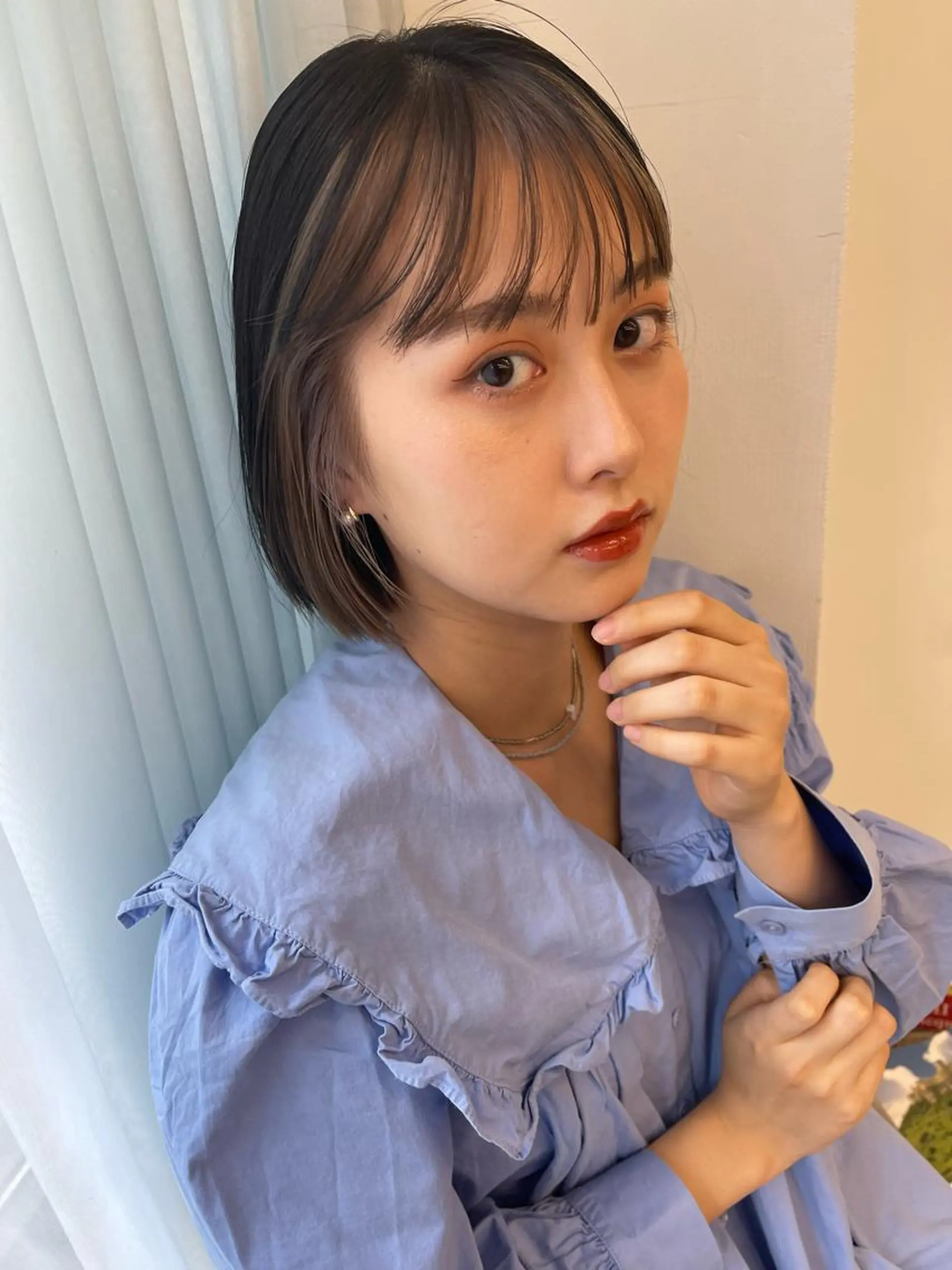 ショート カラー pole/apartment所属・💓パーマ，💗 レイヤーカットのヘアスタイル