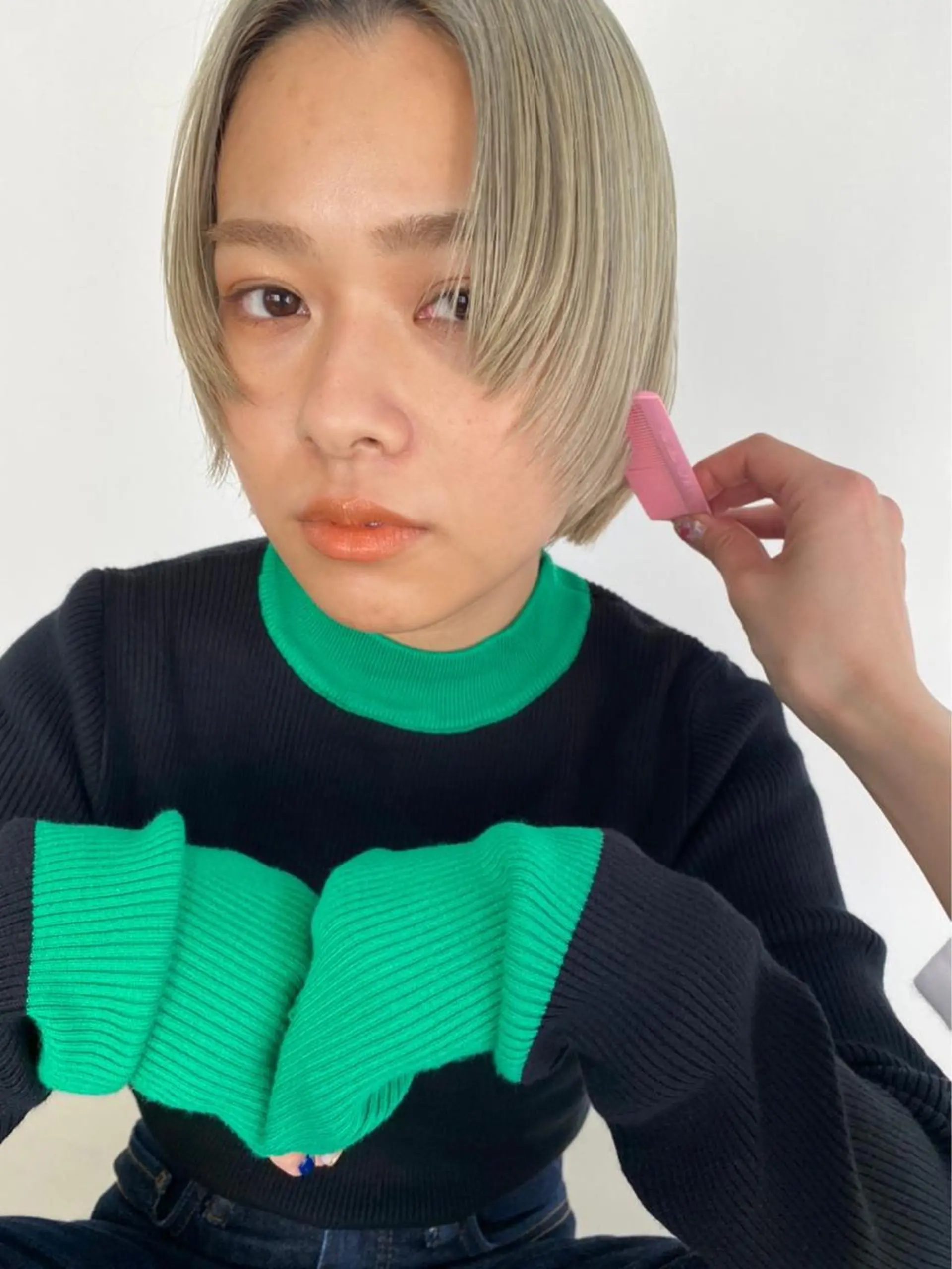 ショート カラー パーマ アディクシーカラー ブリーチ ブロンド ブルーカラー ハイライトカラー CEINE【セーヌ】 三軒茶屋のヘアスタイル