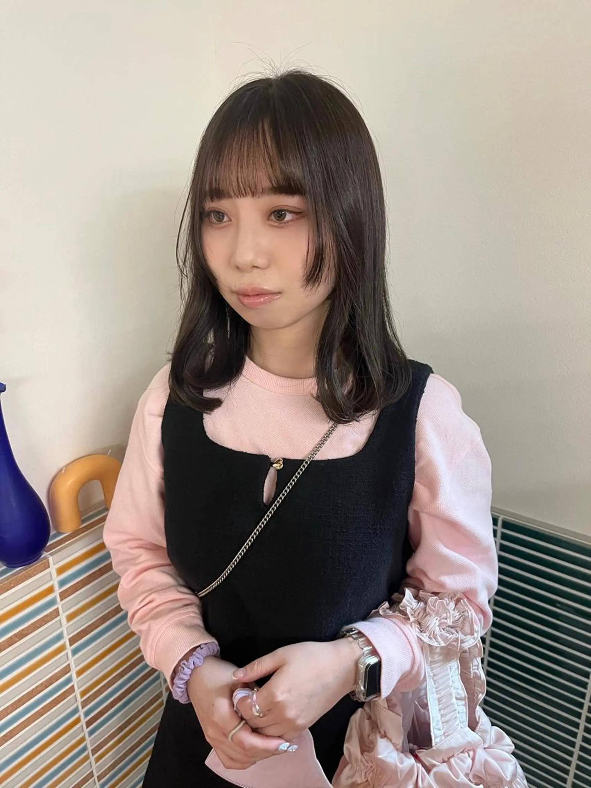 ミディアム カラー ベージュカラー ブリーチ 透明感カラー ブリーチなしカラー 顔周りカット カット ヘアカラー トリートメント 🩷ハイトーン透明感 レイヤー🩷ユリカのヘアスタイル