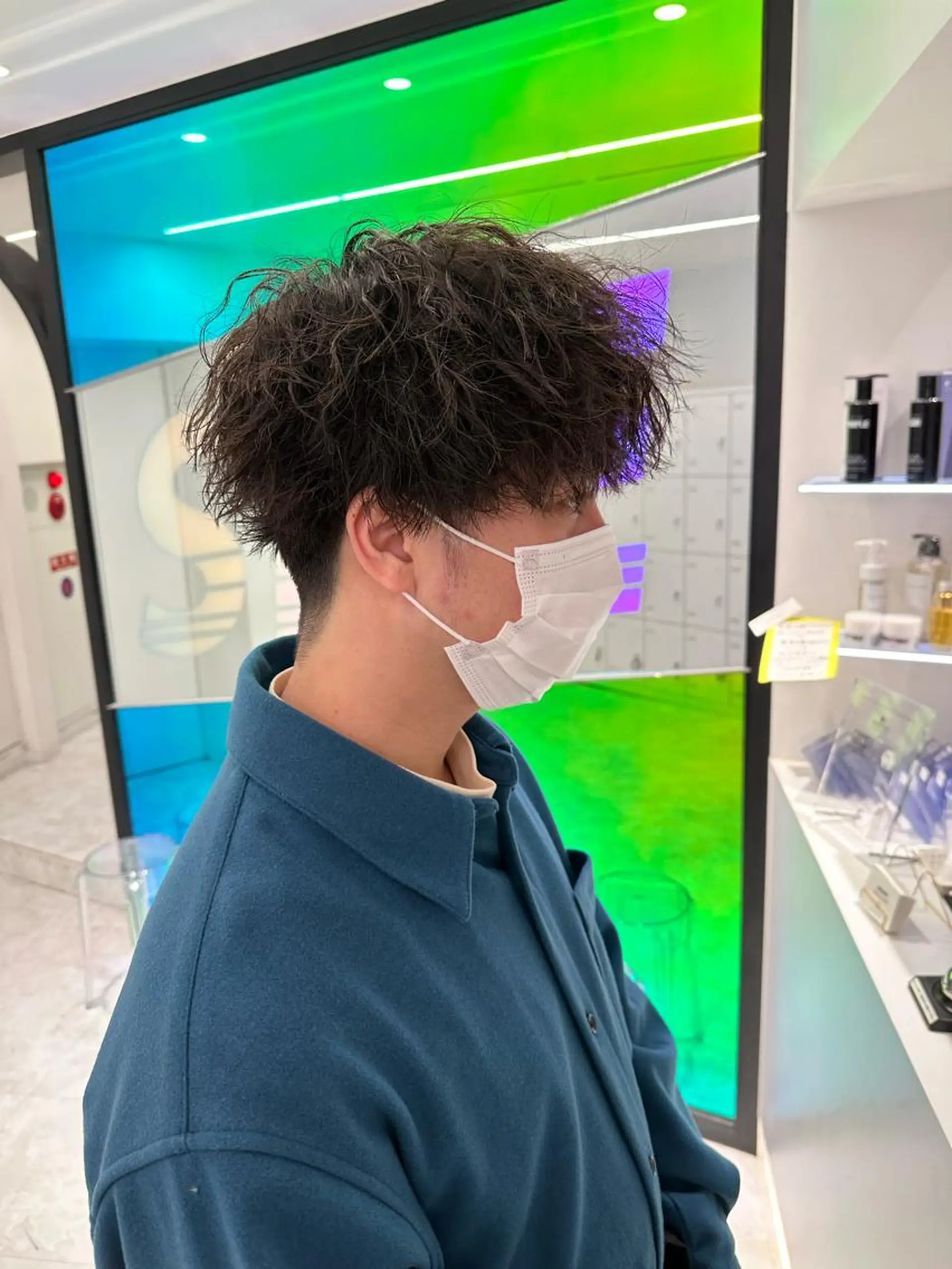 ショート パーマ メンズ カット パーマ ダブルカラー｜ なおき｜池袋美容師のヘアスタイル