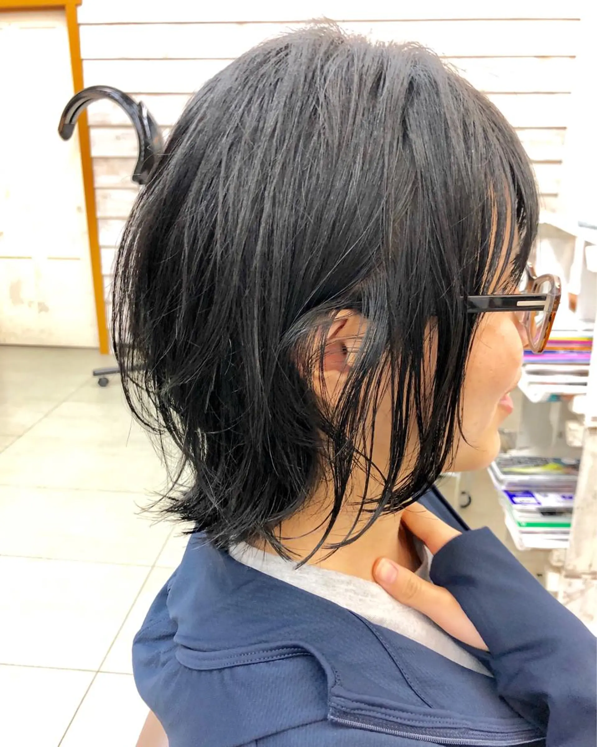 ミディアム パーマ クロスパーマ× 透明感カラー✂︎のヘアスタイル