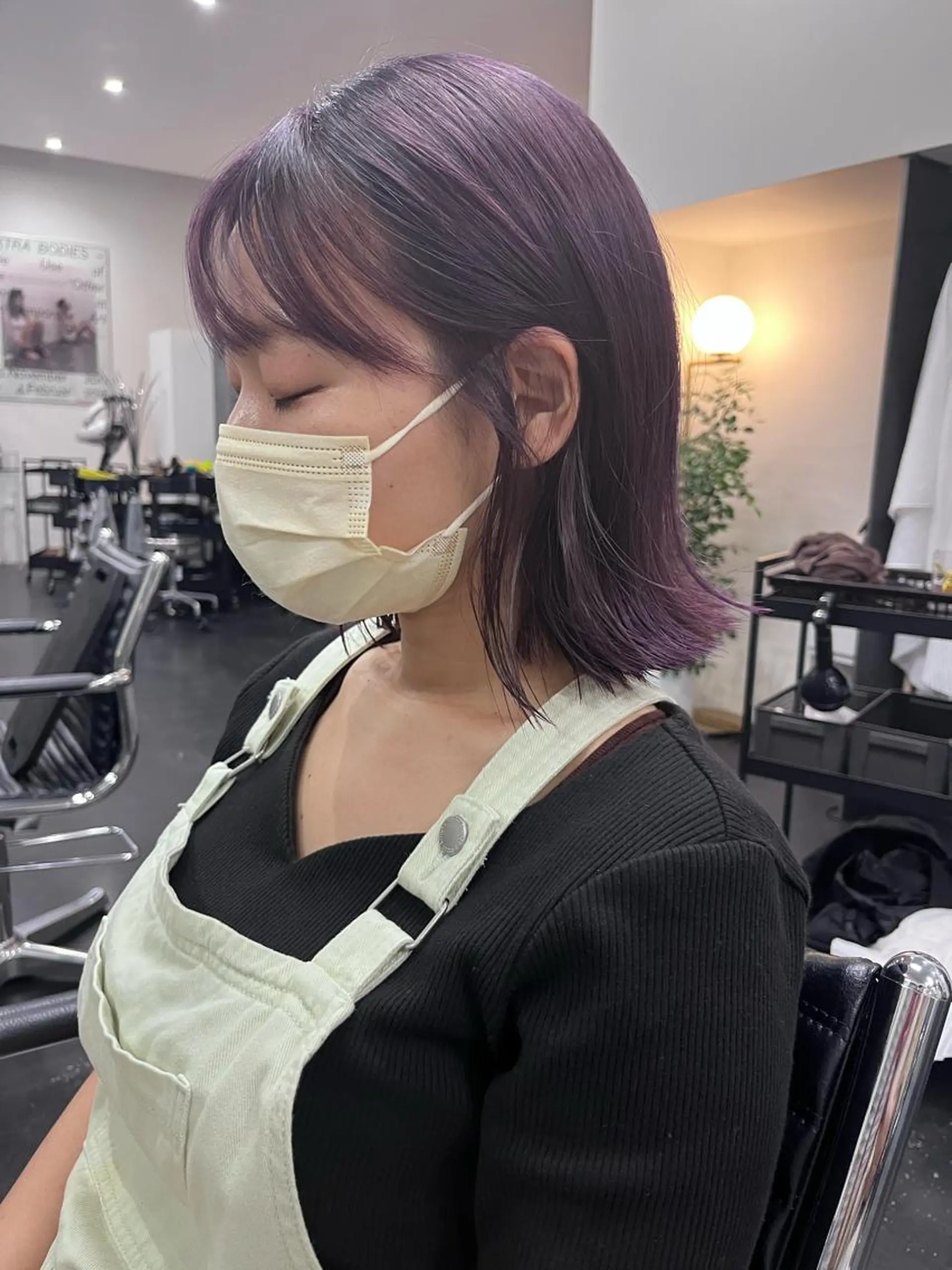 ミディアム カラー ブリーチ ラベンダーカラー 似合わせパーマ/ 山本銀次郎のヘアスタイル