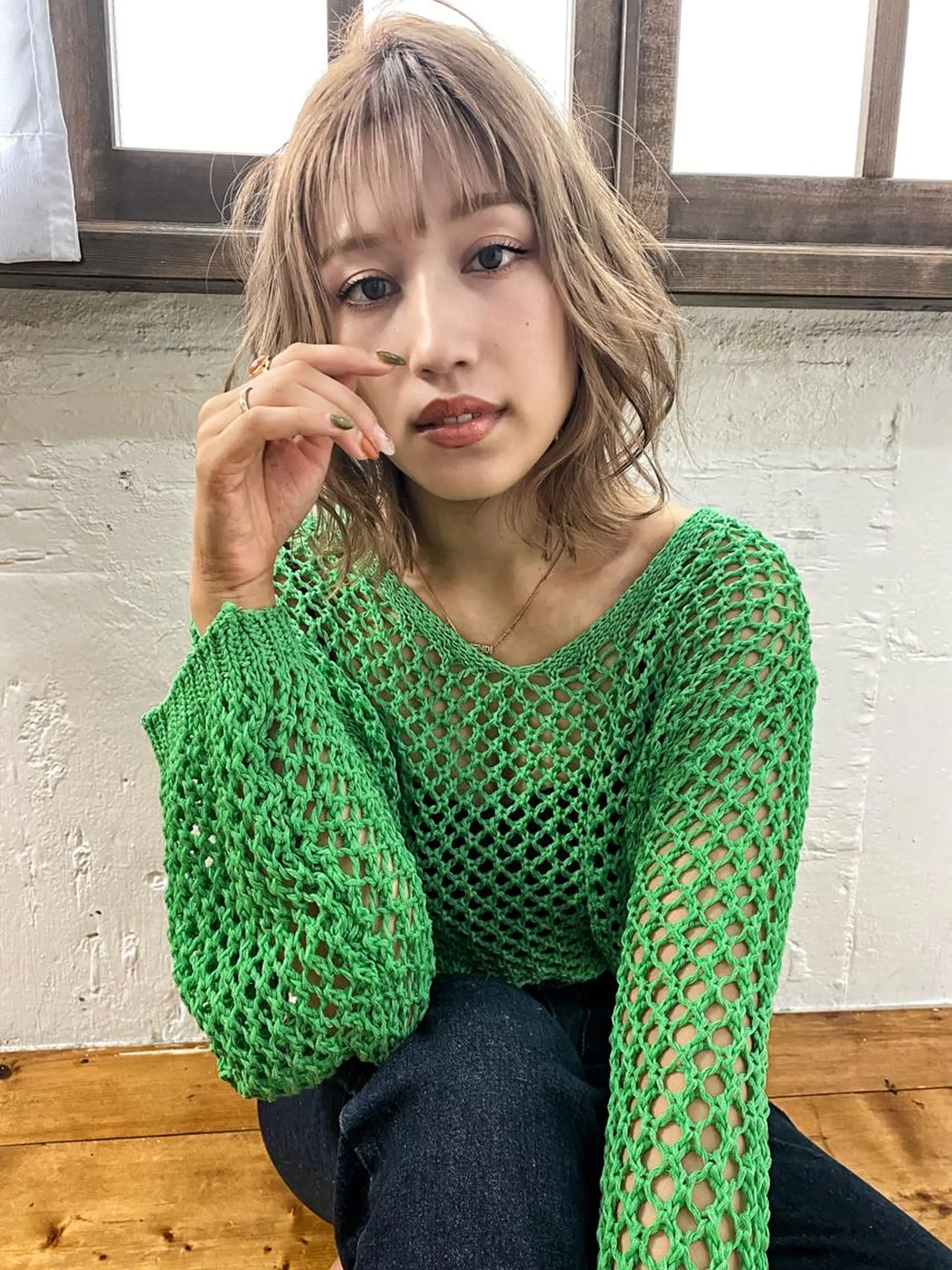 ミディアム ボブ くびれヘア 外国人風カラー トリートメント 夜23時まで予約🉑 reverieあきらのヘアスタイル