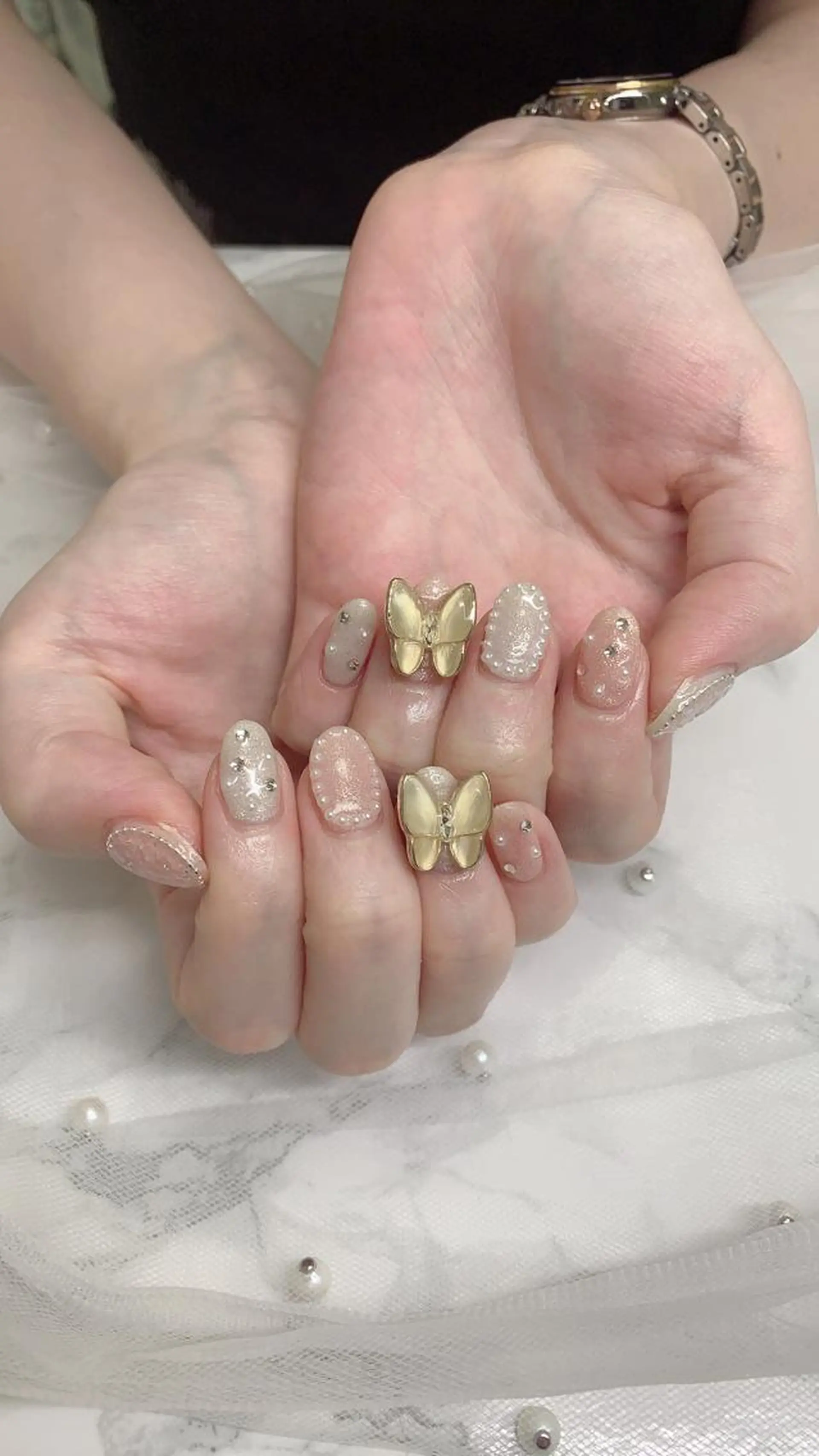 ネイル はな💎ネイル ワンホン、長さ出しのネイルデザイン