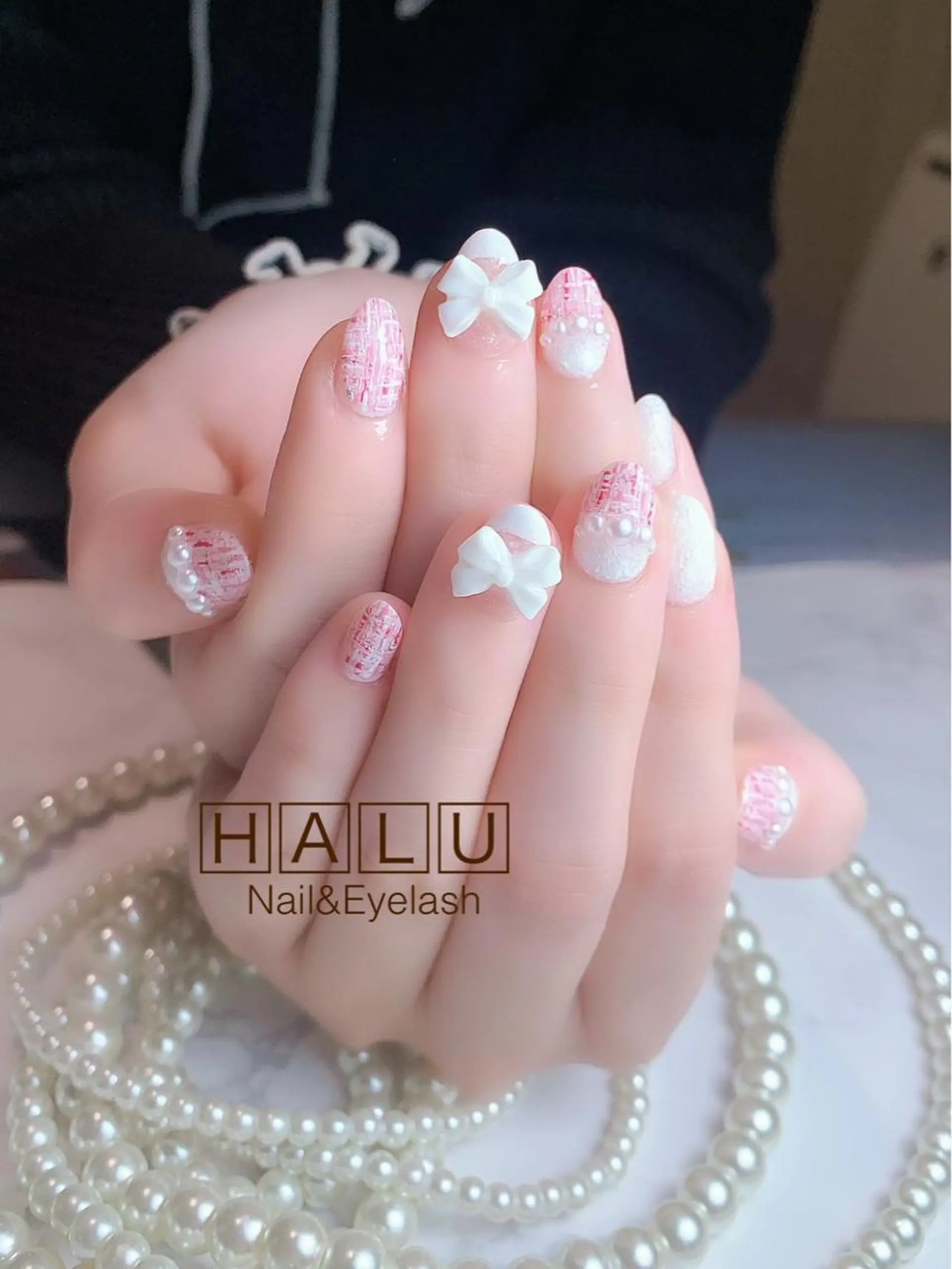 ネイル ピンク ツイードネイル HALU ハルのネイルデザイン