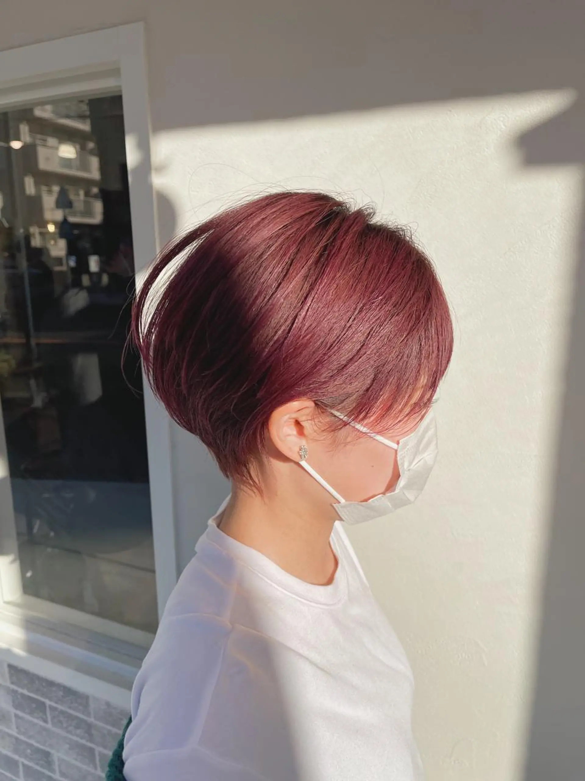 ショート カラー カシス ピンクカラー kyon.hair 韓国カットカラーのヘアスタイル