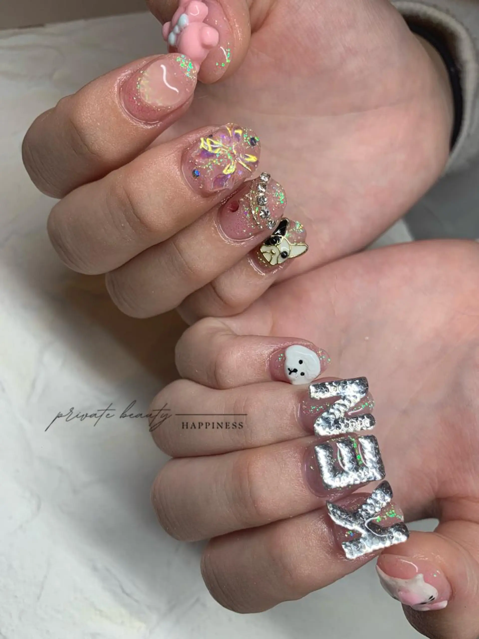 ネイル アートネイル ラメ(グリッター) スカルプネイル 夏ネイル happiness nailのネイルデザイン