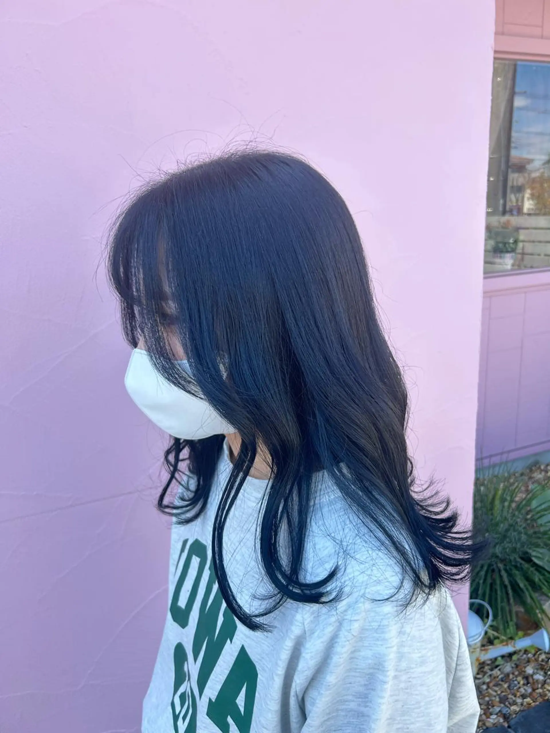 ロング カラー バレイヤージュ 黒髪 ブリーチ ブルーカラー ブルーブラック カット 縮毛矯正 トリートメント 💙ルル💙 ハイトーン/レイヤーのヘアスタイル