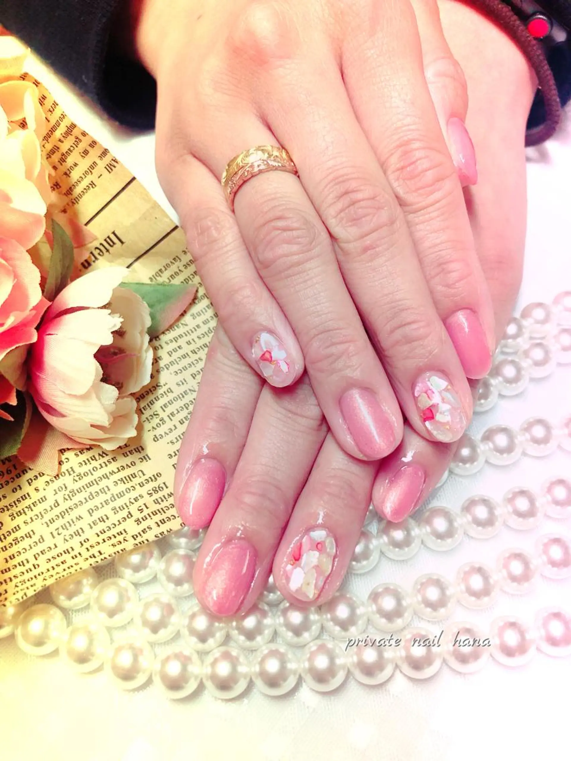 ネイル 桜ネイル 春ネイル プライベートサロン HA♥NAのマツエク・マツパデザイン