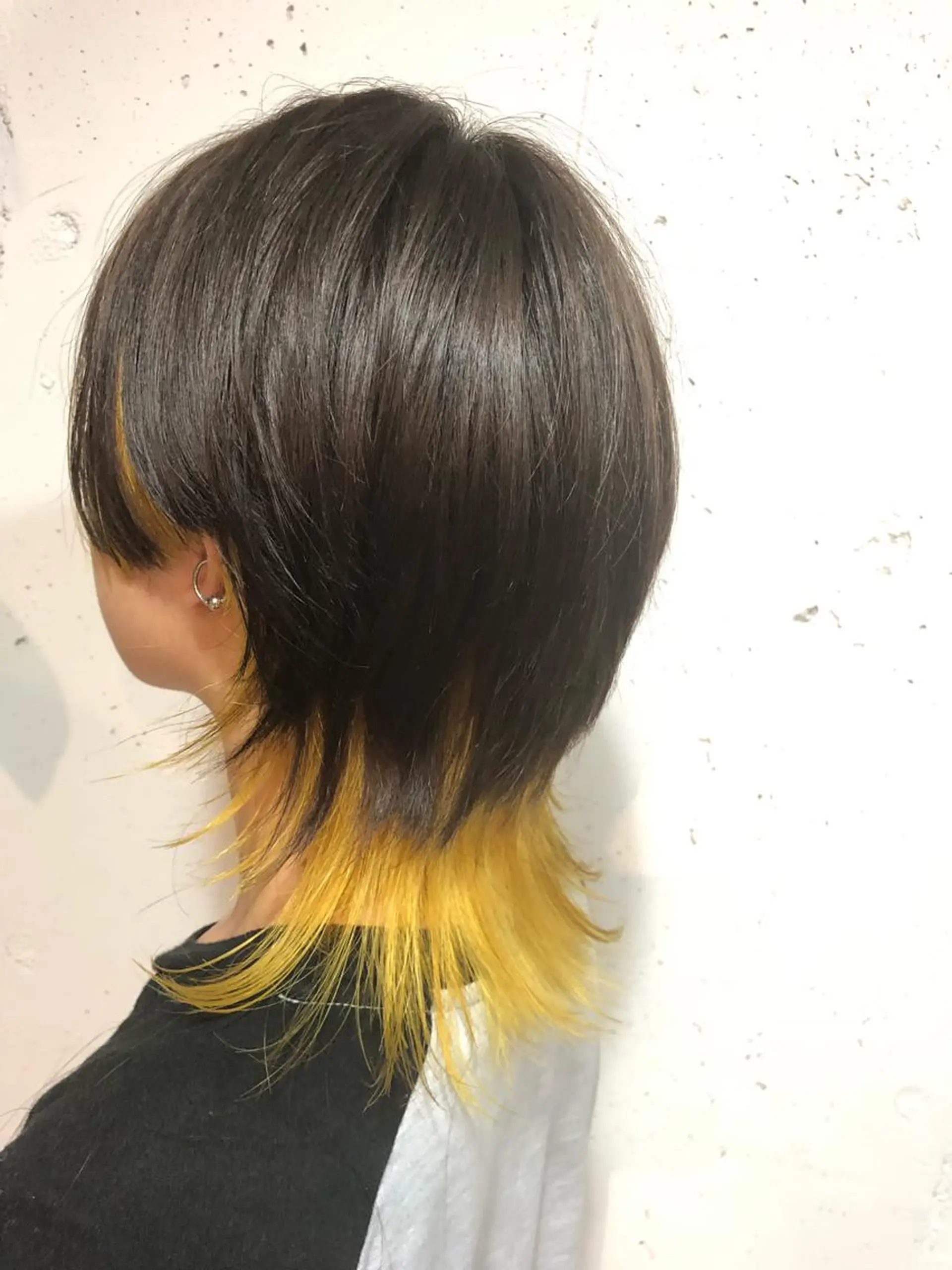 ミディアム カラー インナーカラー ウルフカット 田中 貴大のヘアスタイル