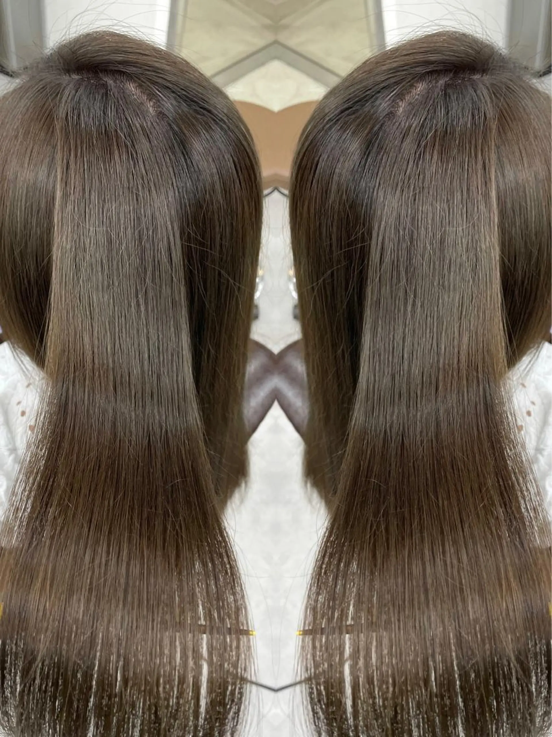 セミロング カラー ブリーチ トリートメント カット ヘアカラー トリートメント 中谷大志朗 学割レイヤーカットのヘアスタイル