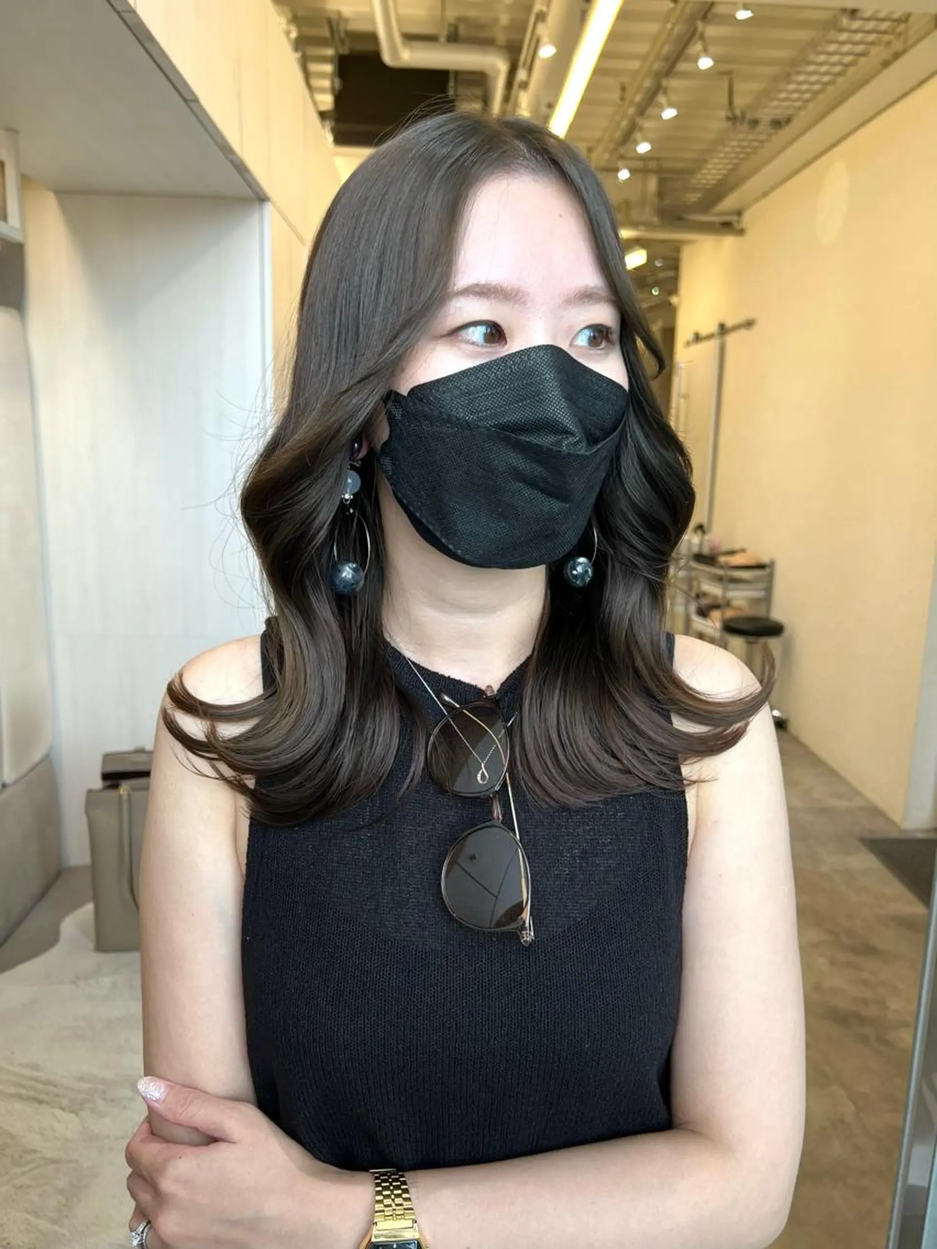 セミロング カラー ヘアアレンジ くびれヘア 韓国風ヘア 髪質改善/縮毛矯正 鈴木裕介のヘアスタイル