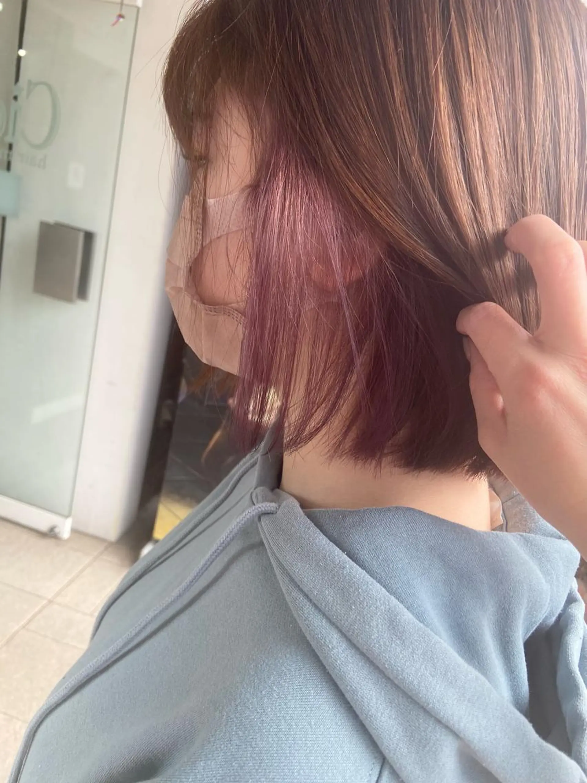 ショート カラー ブリーチ イヤリングカラー ラベンダーカラー 髪質改善/透明感 カラー/西川奈穂のヘアスタイル