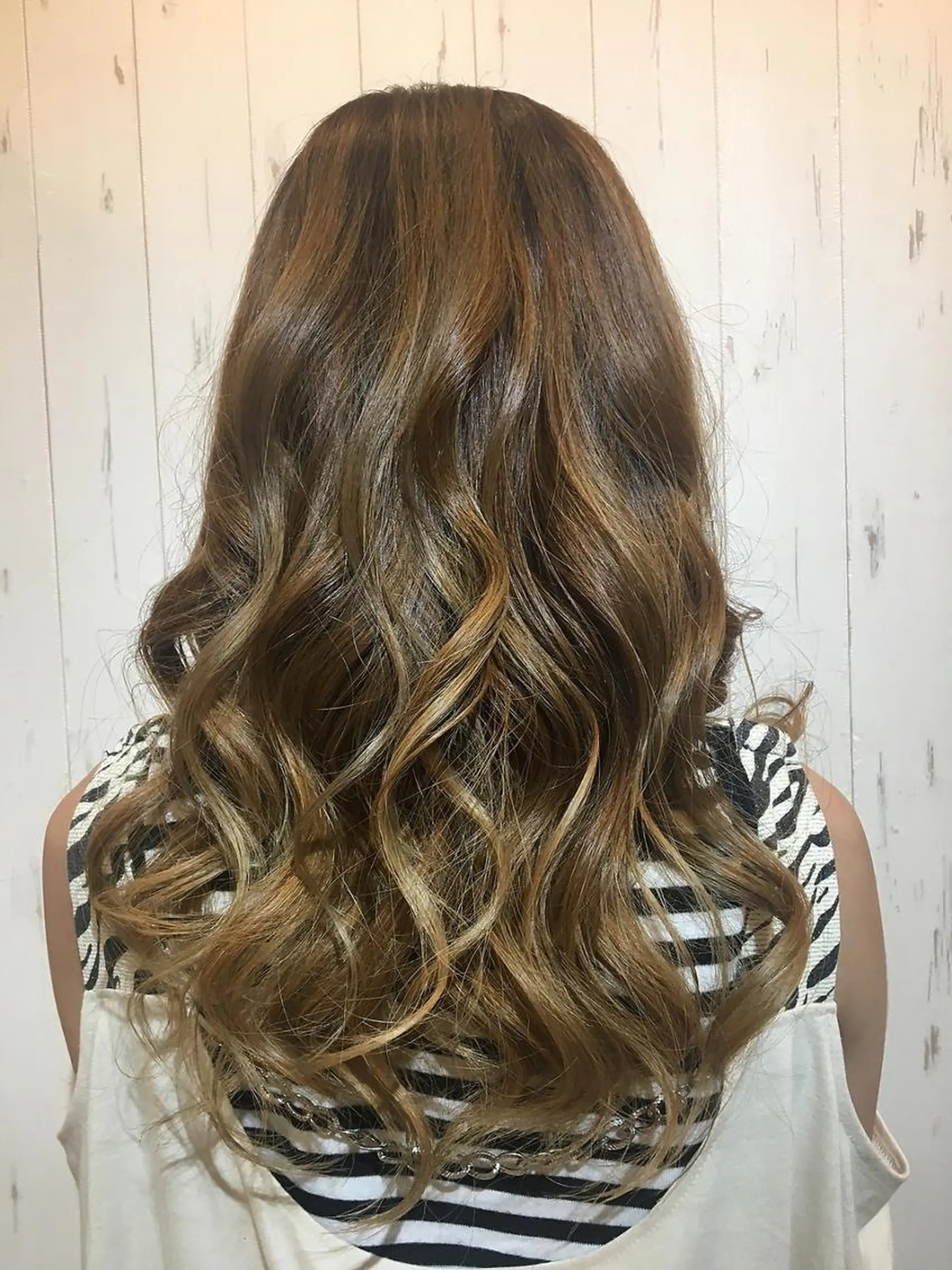 ロング カラー パーマ ヘアアレンジ チビ編み込みエクステ シールEXどぅ〜すのヘアスタイル
