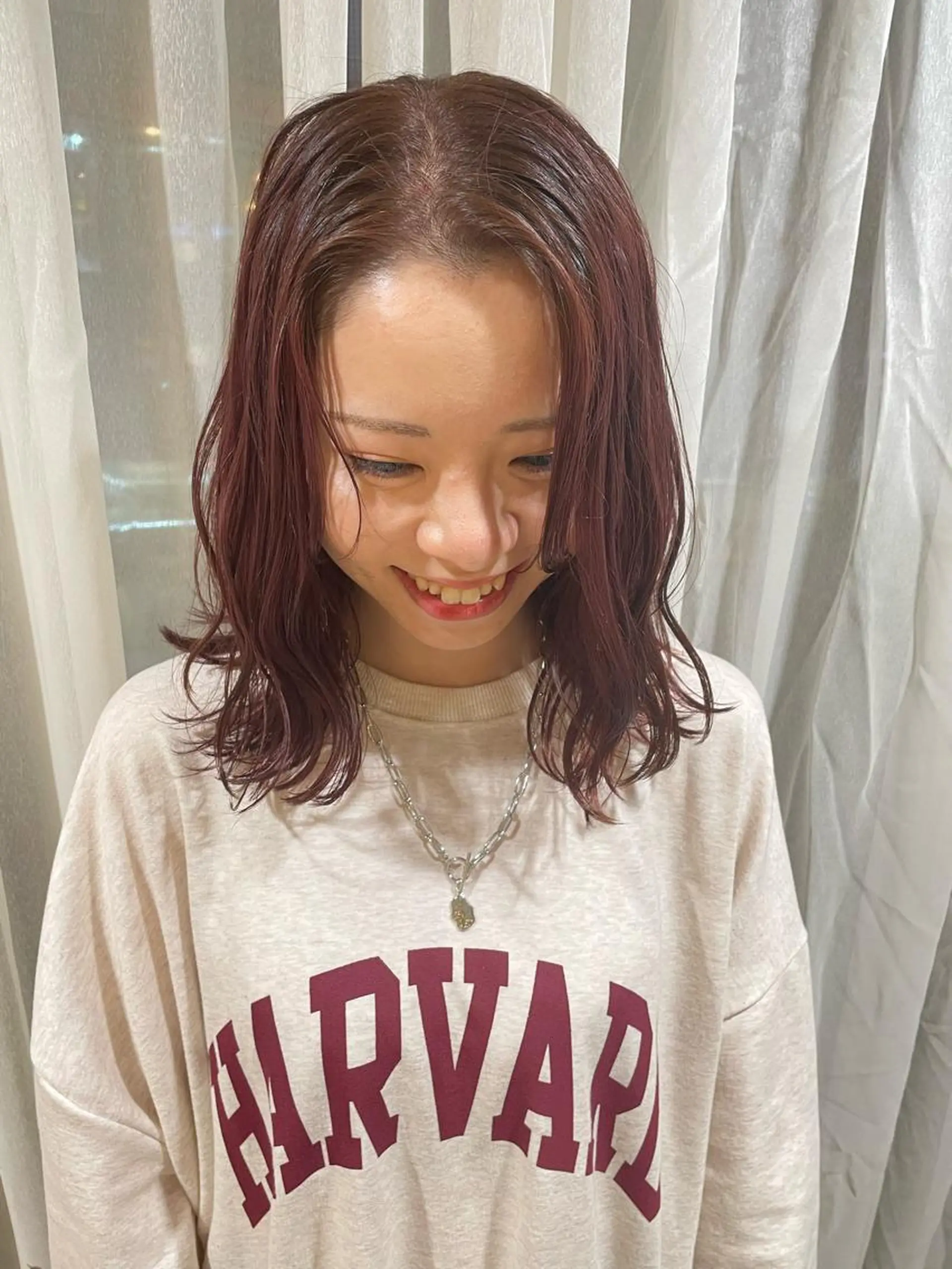 セミロング カラー ヘアアレンジ ヘアカラー ハイトーンピンク🍑 ブリーチ🍑RINAのヘアスタイル
