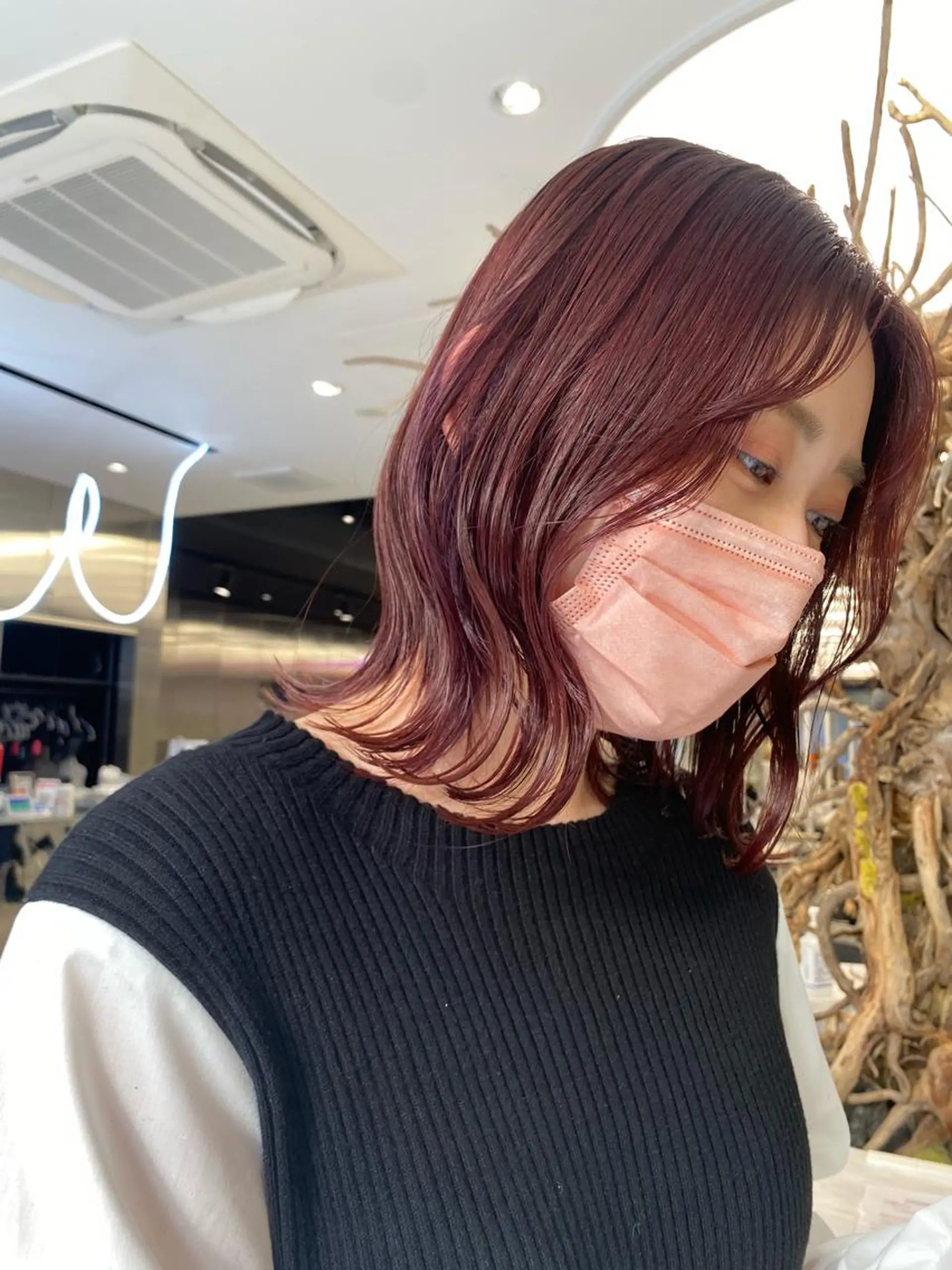 ミディアム カラー ブリーチ カシス ブリーチなしカラー ピンクカラー otoha☆カラー/ レイヤー/八王子のヘアスタイル