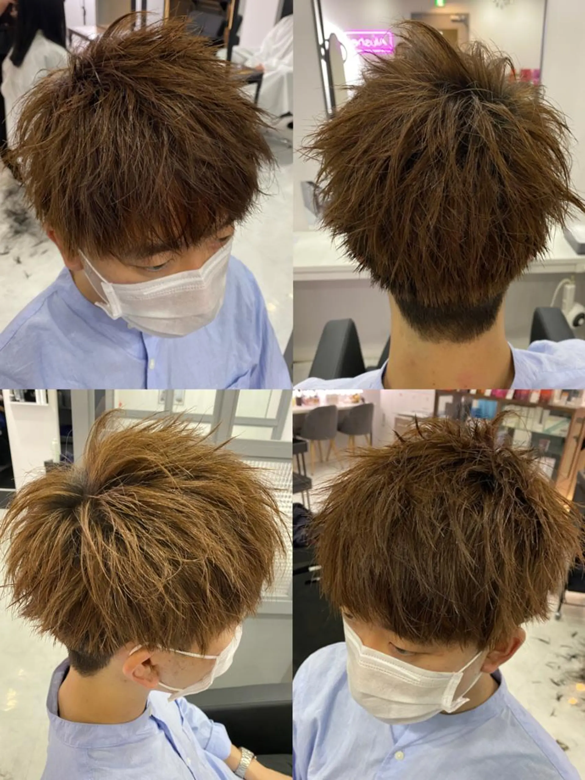 ショート カラー パーマ ヘアアレンジ メンズ カット 🔥メンズ特化渡辺 🔥ブリーチカラーのヘアスタイル