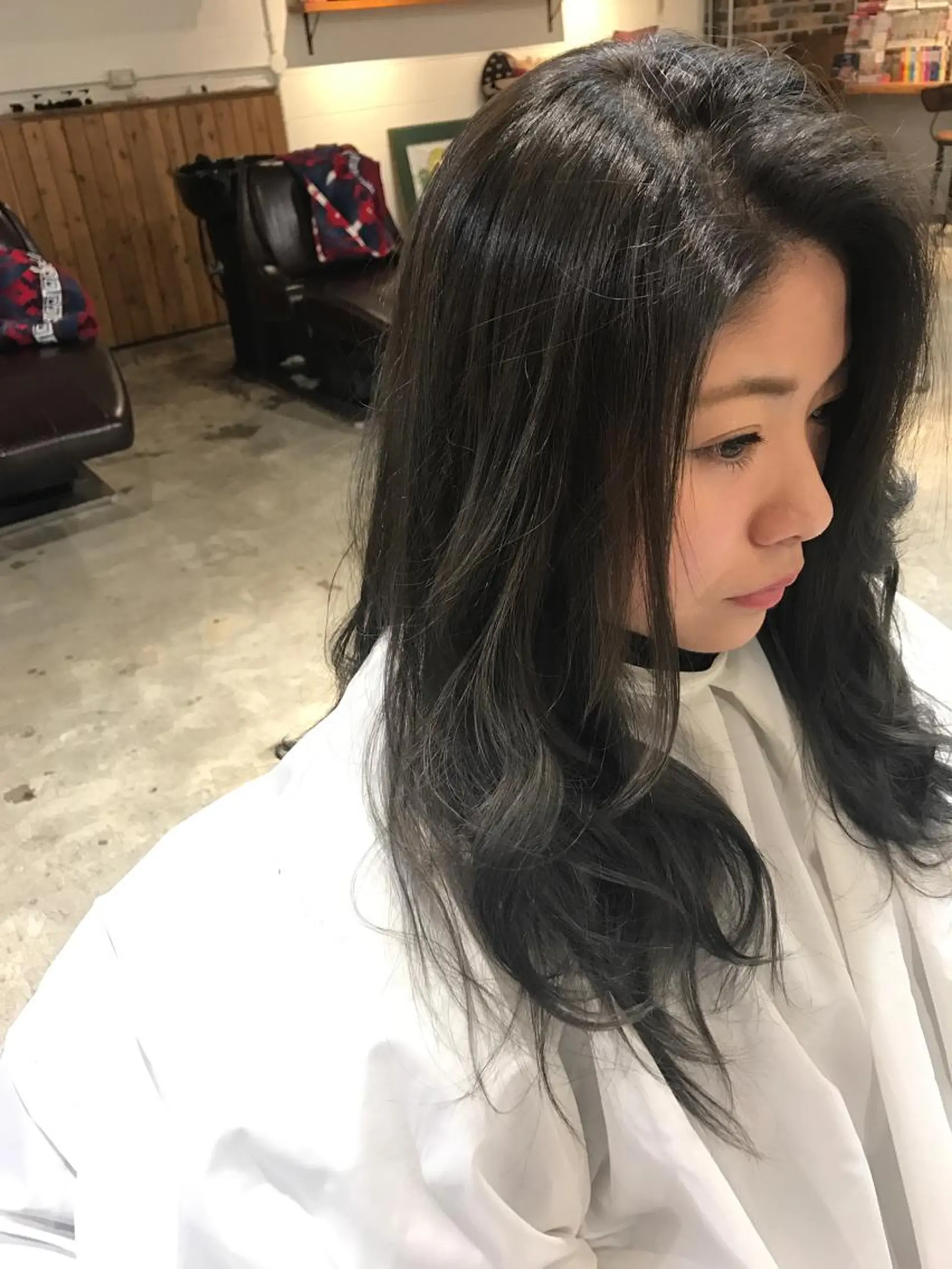 セミロング カラー パーマ メンズ ダークグレー Forest. -髪質改善-のヘアスタイル