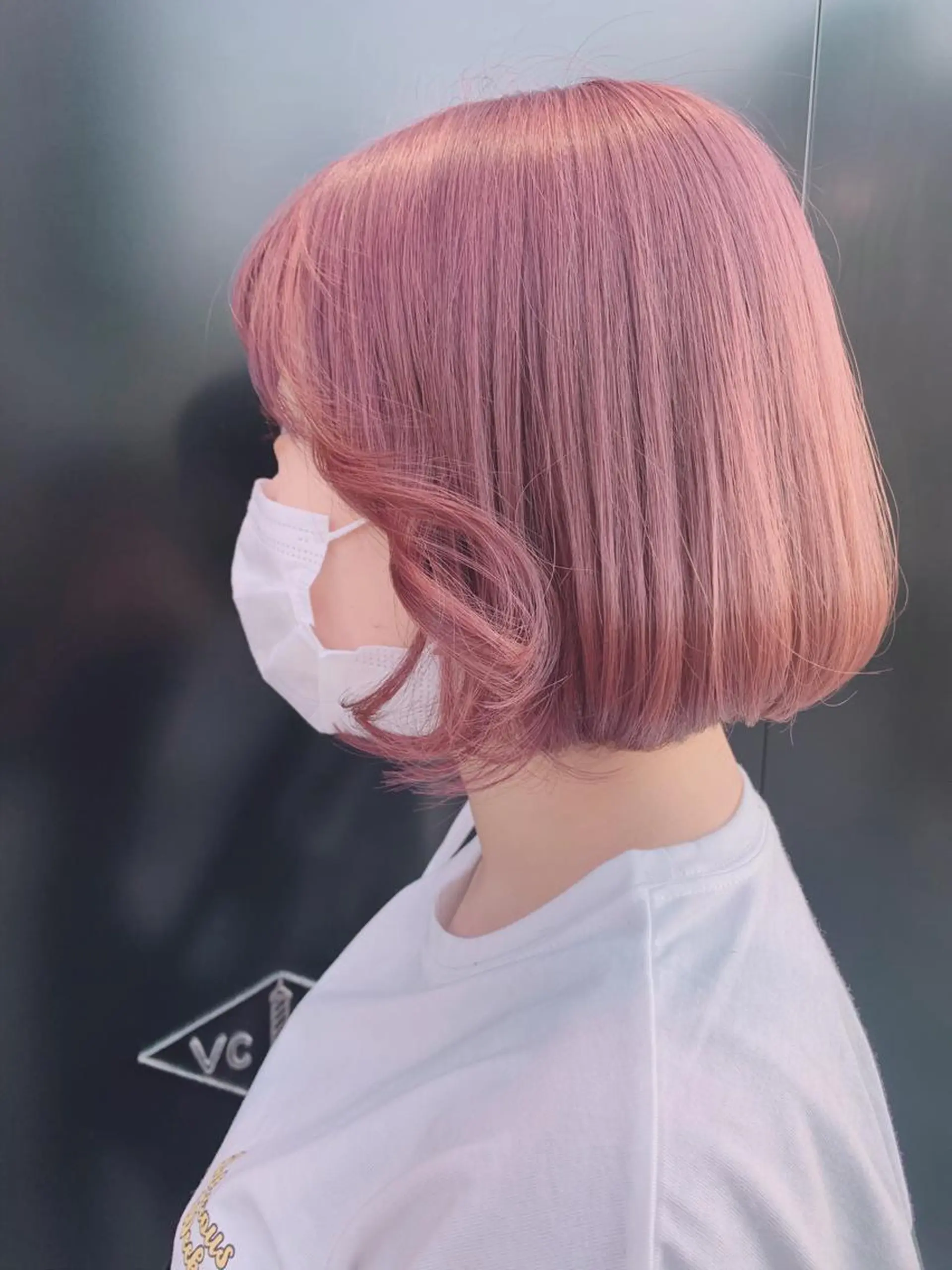 ミディアム カラー ヘアアレンジ ベージュカラー ピンクカラー ピンクベージュ 韓国風ヘア おくれ毛 心斎橋🤍韓国風🤍 Mamiのヘアスタイル