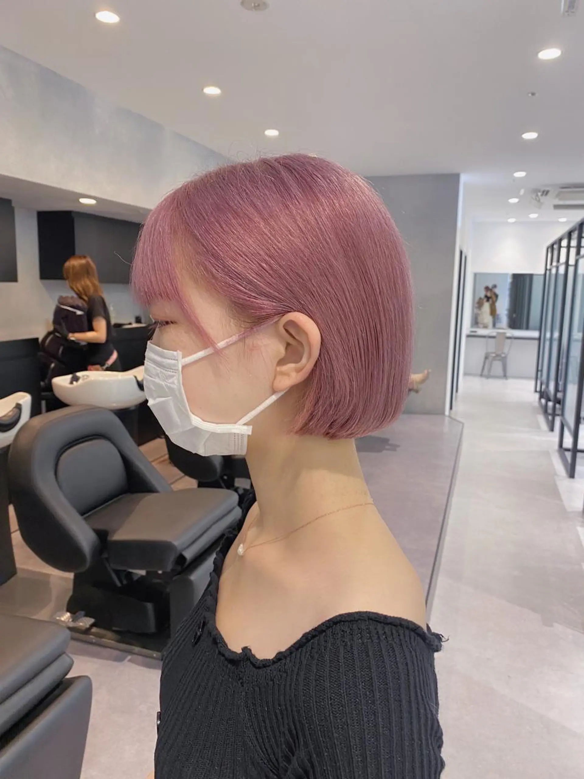 ショート カラー ショートボブ ラベンダーカラー ピンクカラー ピンクラベンダー ボブ カット ヘアカラー トリートメント 鈴木/ニュアンス パーマ/メンズのヘアスタイル