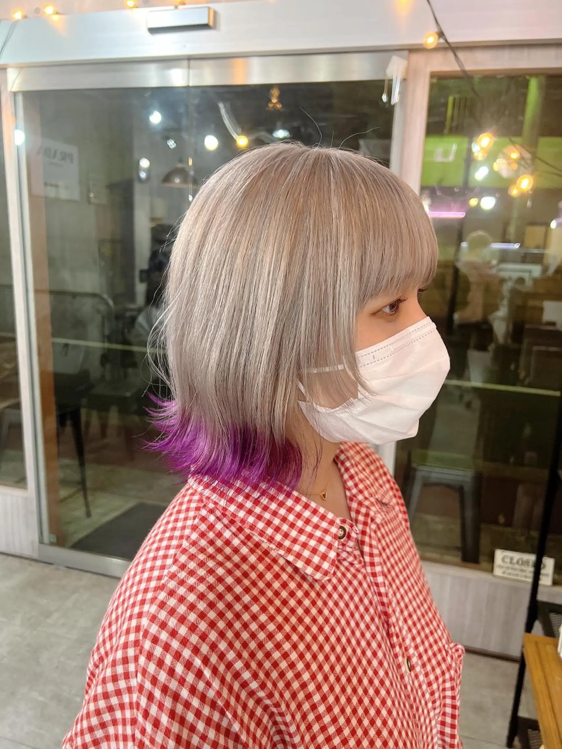 ショート アッシュ ボブ エクステ ハイライト 学生 ヘアカラー MIRACミラク所属・☀️ハイトーンボブ ☀️石川 海斗のヘアスタイル