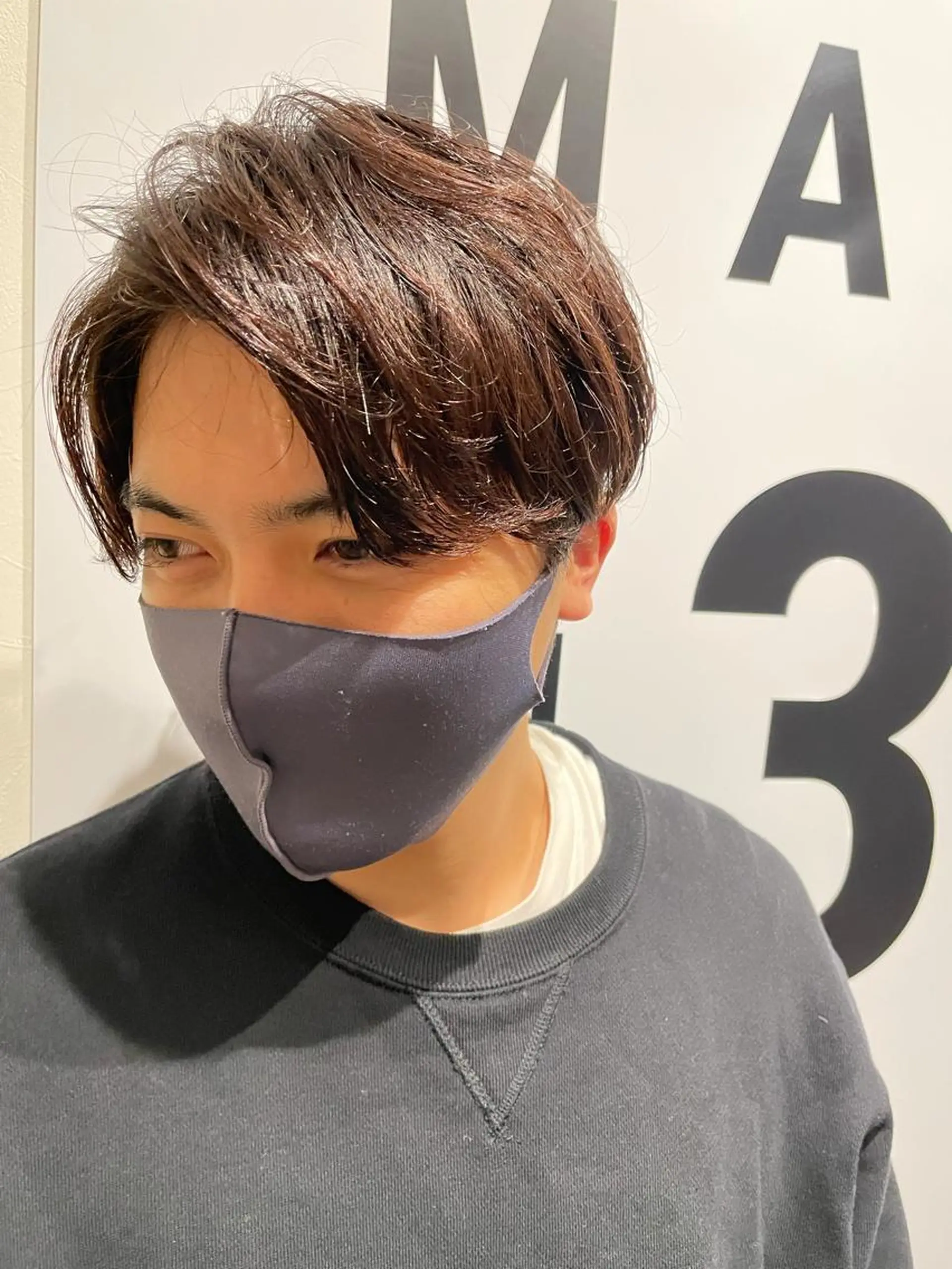 ショート パーマ メンズ センターパート メンズパーマ カット 小川 舜人のヘアスタイル