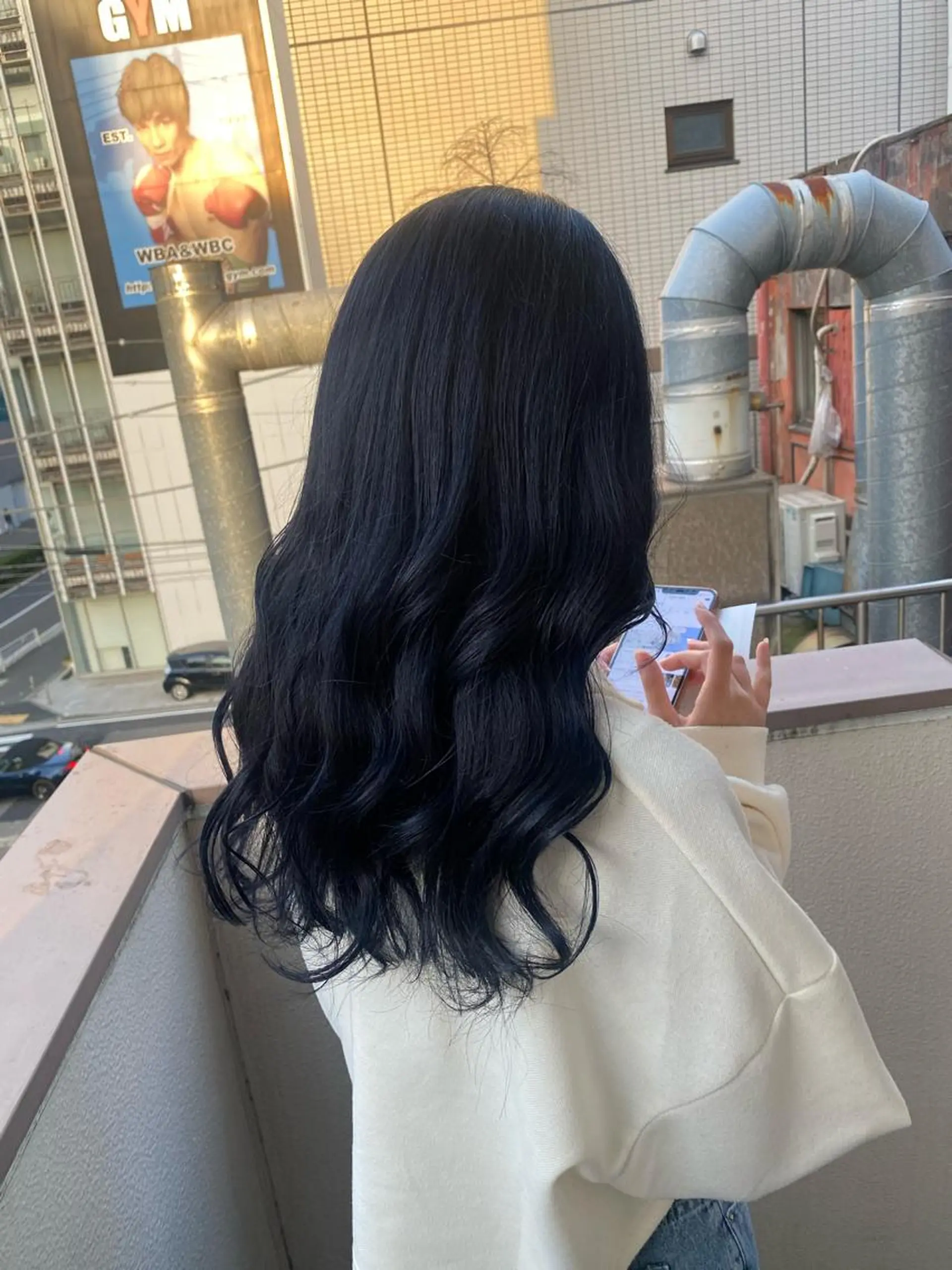 カラー 黒髪 ブルーカラー ブルーブラック 韓国風カラー カット ヘアカラー トリートメント ヘアセット ブリーチ縮毛矯正加藤 赤み無し透明感ヘアのヘアスタイル