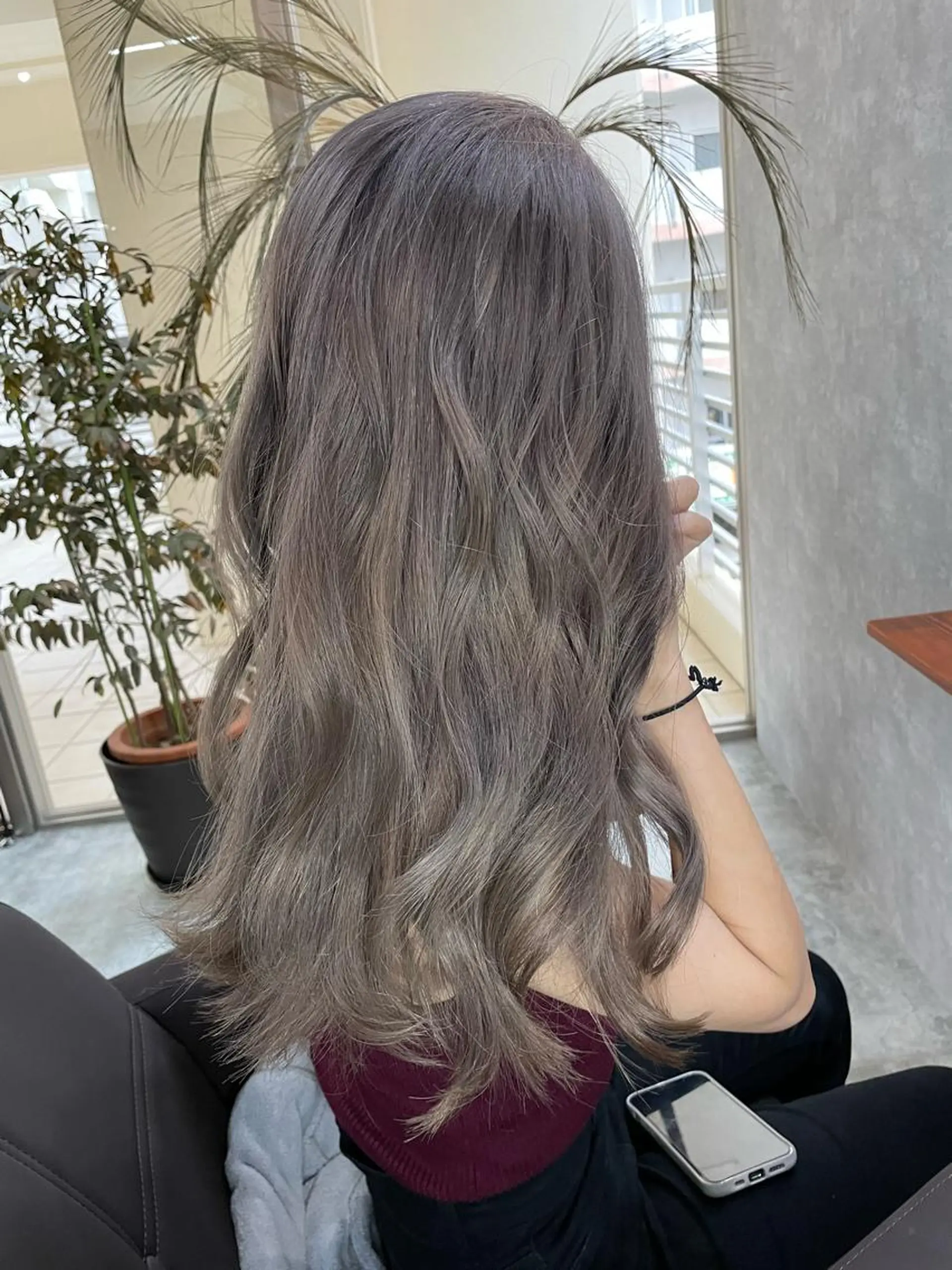 ロング アッシュ 韓国風カラー ボブ ハイライト 韓国風ヘア andKおもろまち店 艶ダブルカラー✨のヘアスタイル