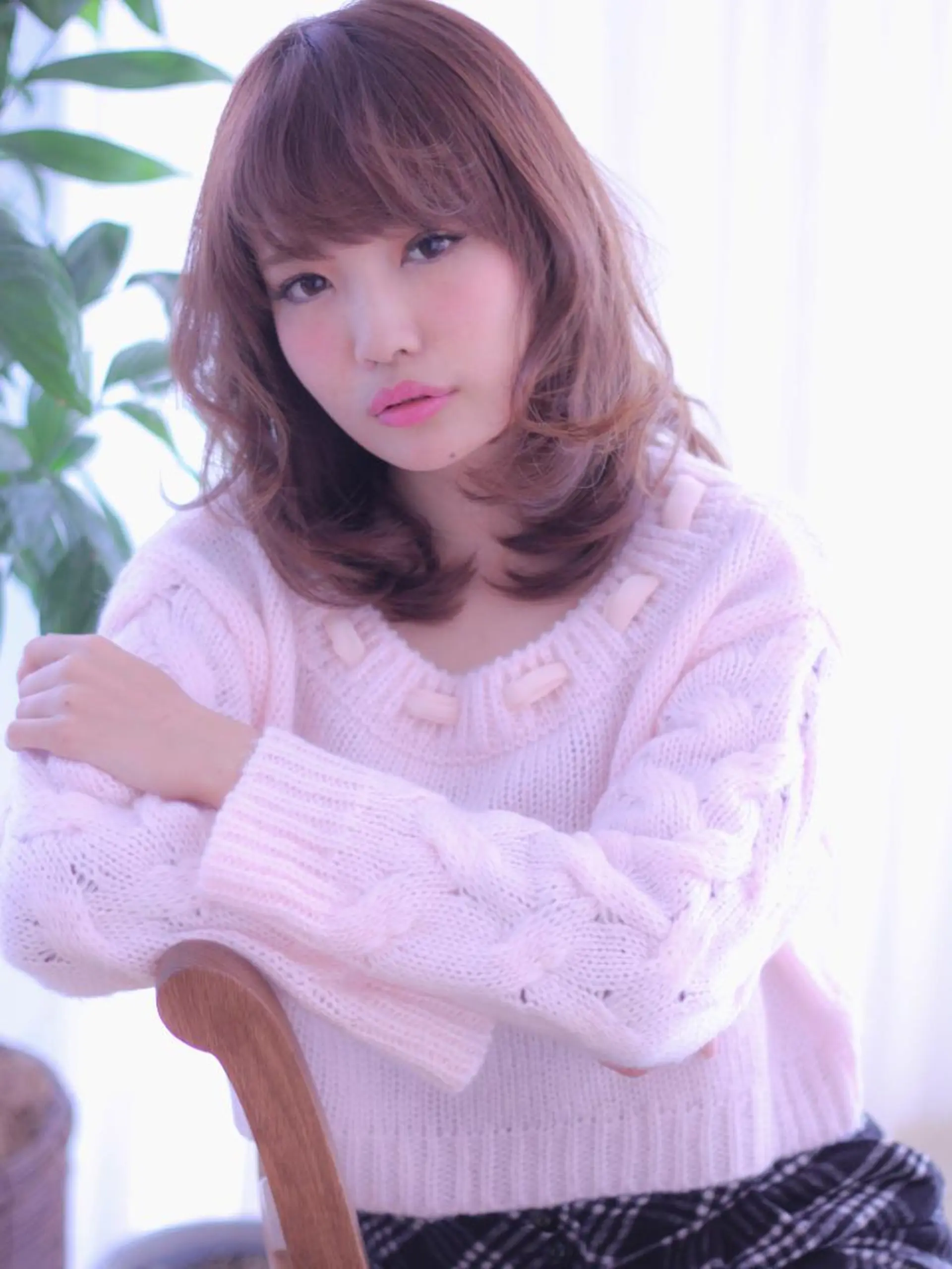 セミロング カラー パーマ セミロングパーマ レイヤーカット 小顔カット VIVIE【ヴィヴィ】所属・髪質改善/韓国風 レイヤー/田村祐樹のヘアスタイル