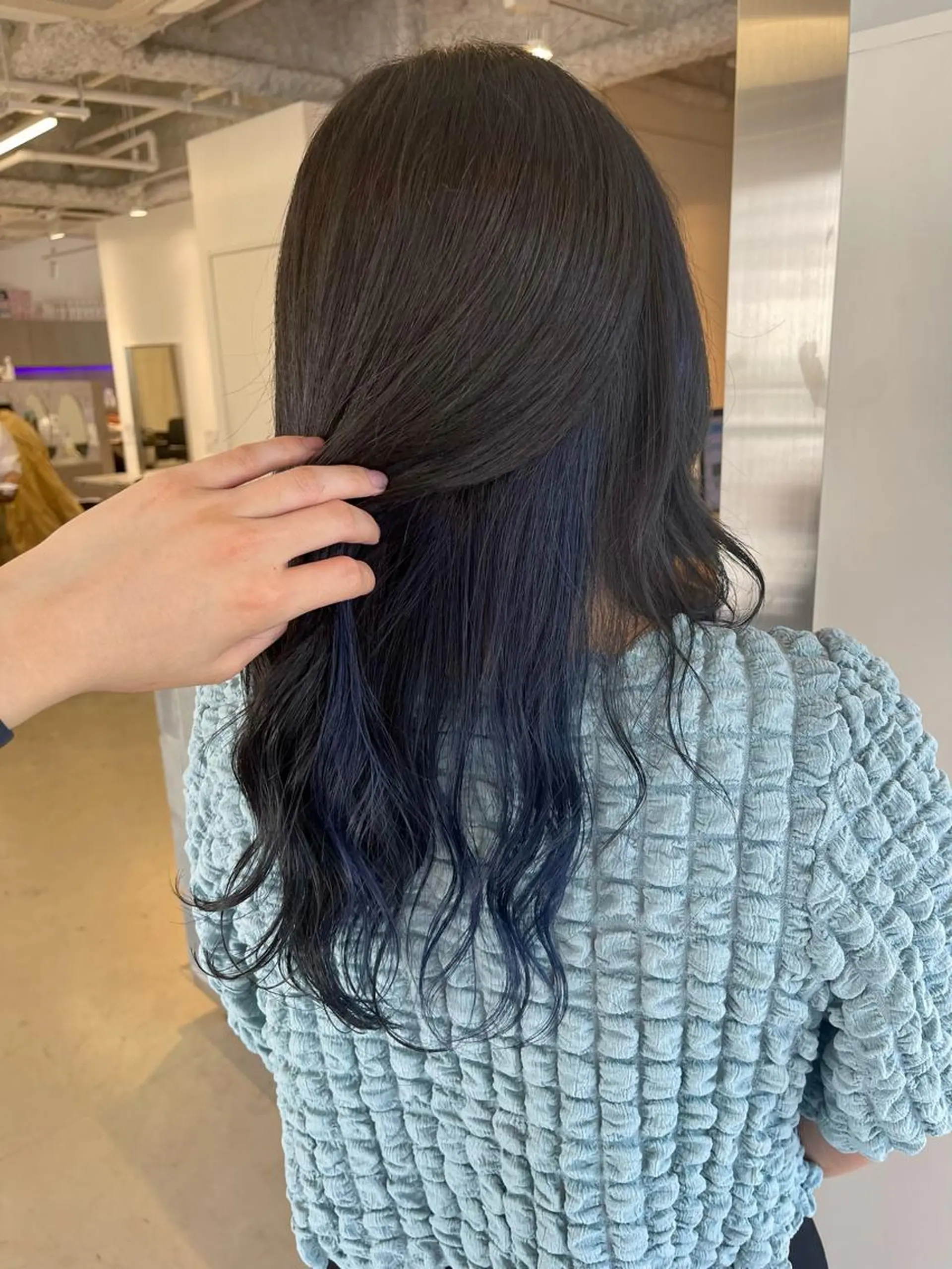 ロング カラー ブルーカラー インナーカラー ネイビーカラー 店長 MANAMI /ブリーチ/骨格ボブのヘアスタイル