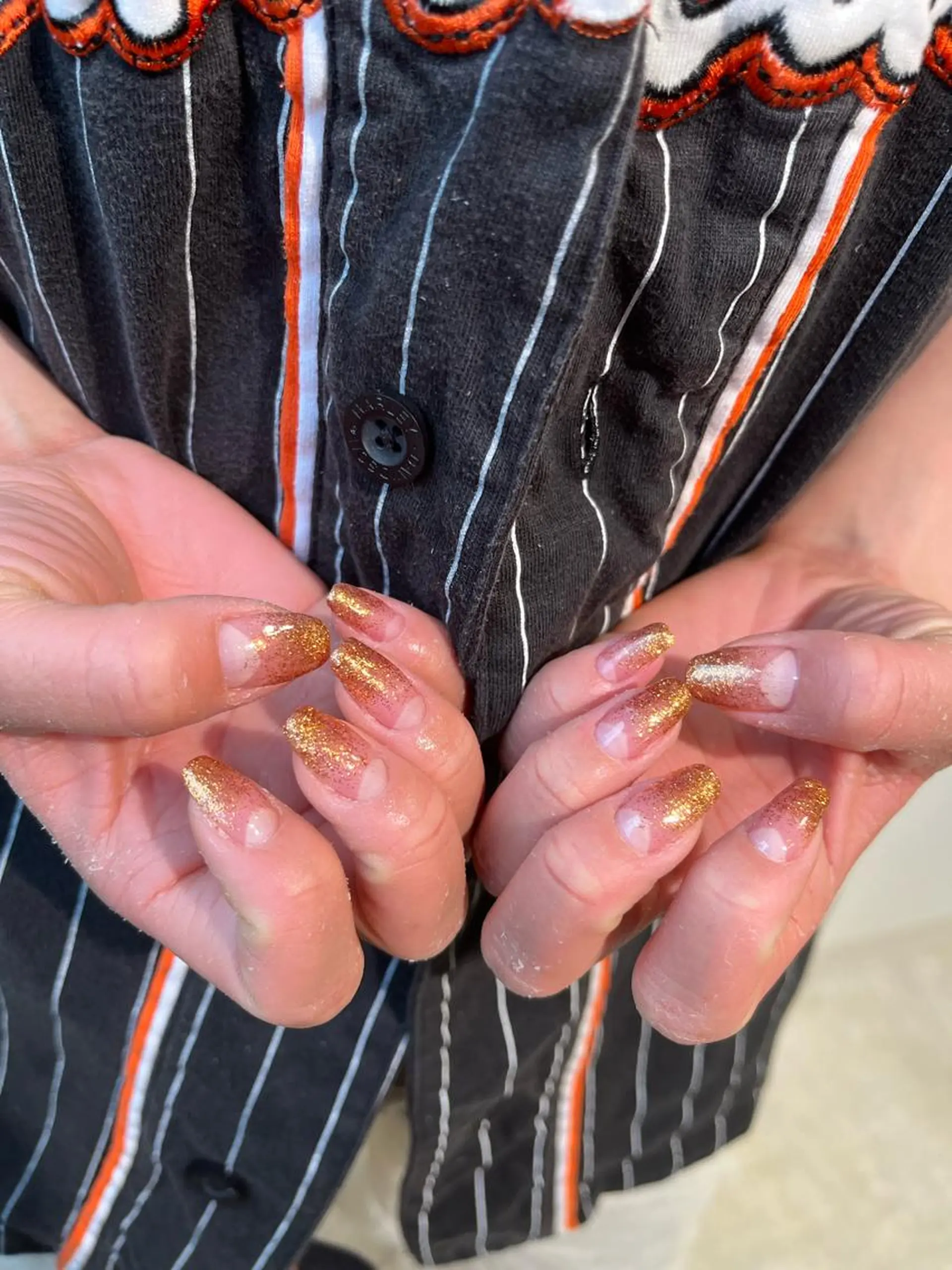 ネイル ラメ(グリッター) オレンジ 小川 奈々花のネイルデザイン