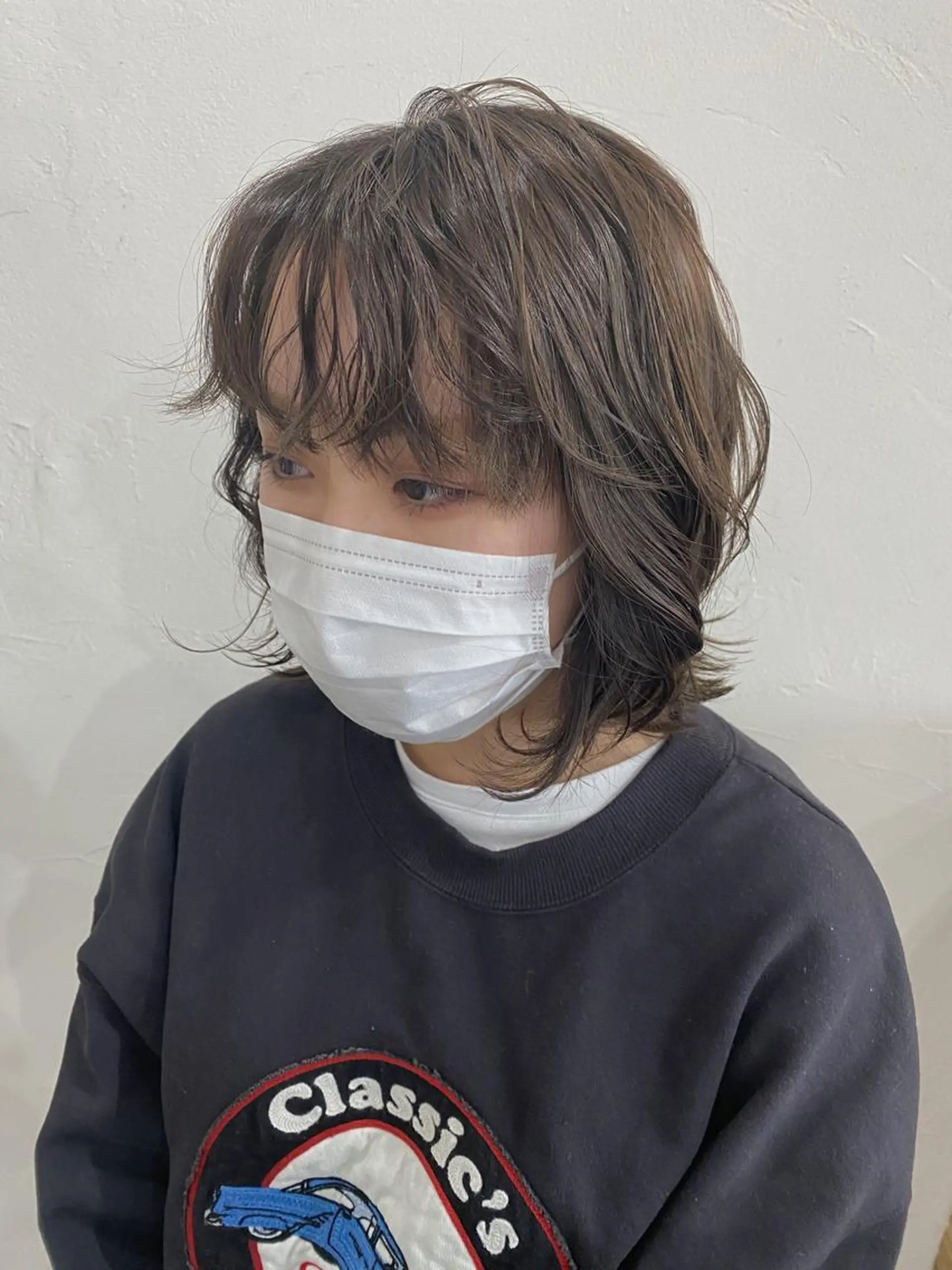 ミディアム カラー ヘアアレンジ ヘアカラー 暗髪カラー🫐パーマ おくだりんかのヘアスタイル