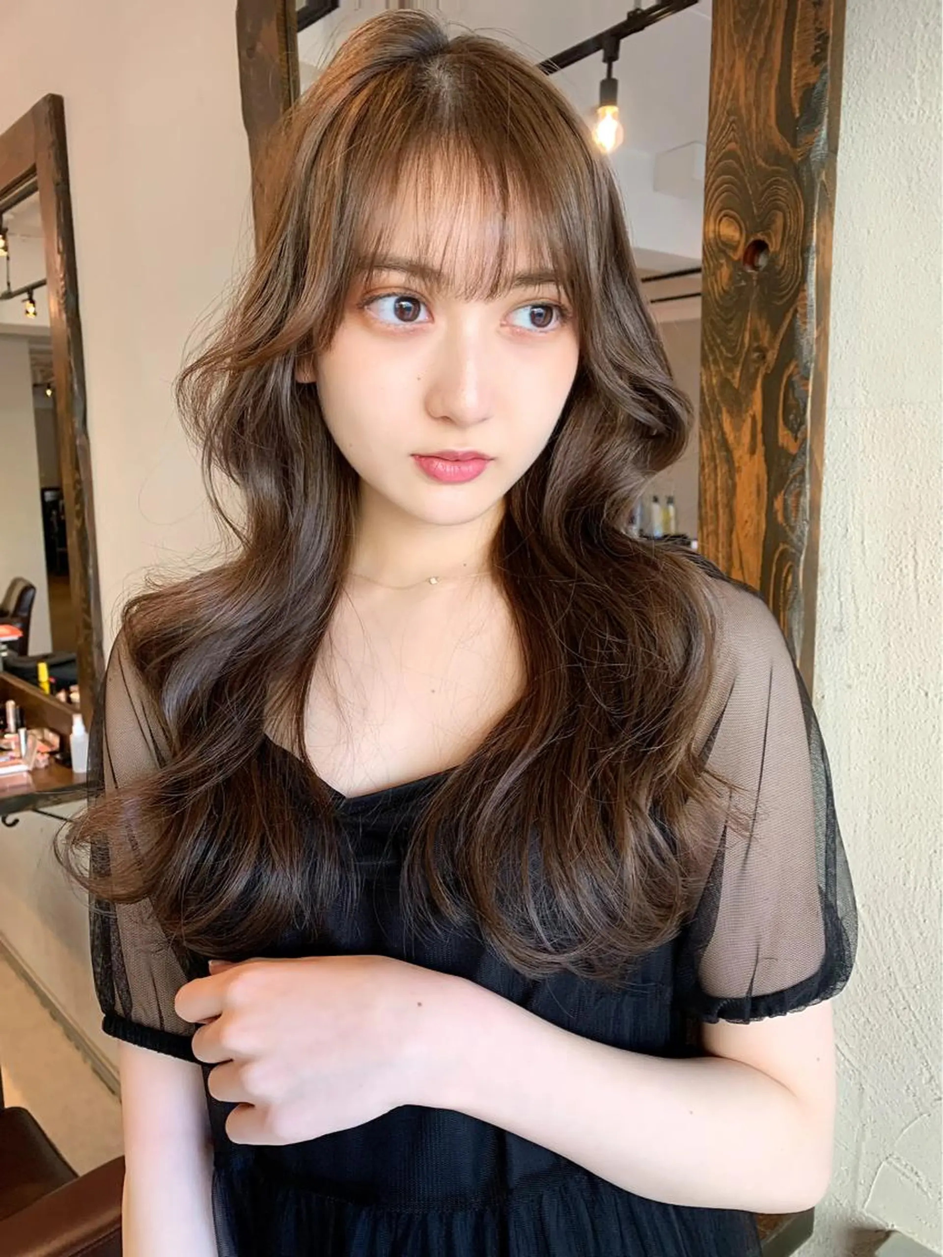 ロング カラー カット ヘアカラー トリートメント ヘッドスパ ヘアセット 透明感/オリーブ/ グレージュ/YUKAのヘアスタイル