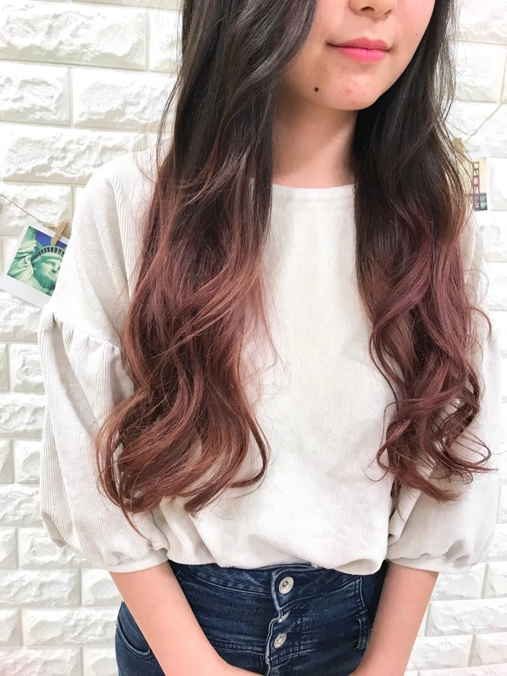 ロング カラー ブリーチ ピンクカラー 高橋恵🌈生え癖改善 ウルフ/レイヤーのヘアスタイル