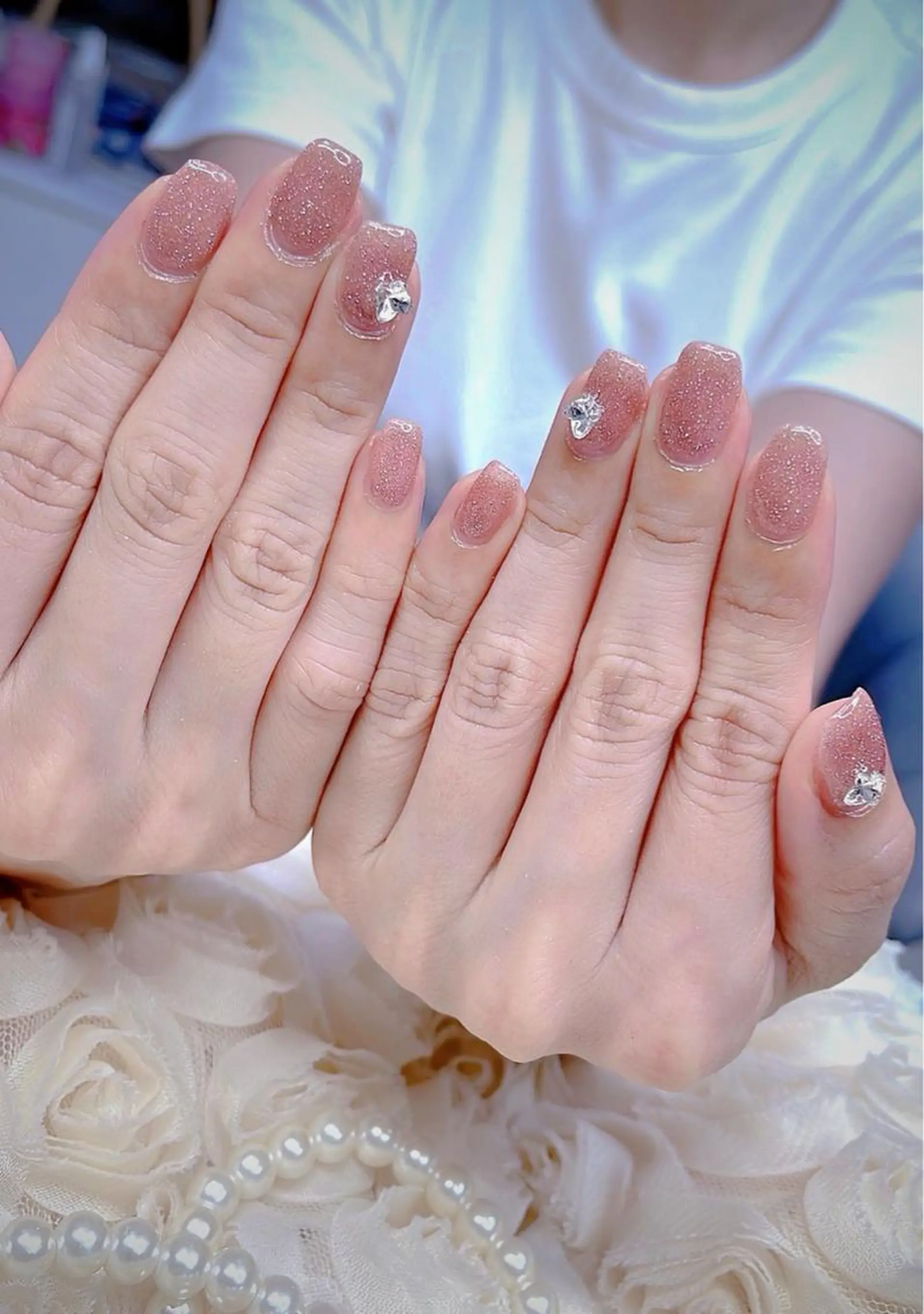 ミディアム 韓国風ヘア めぐみのネイルサロン スタッフ練習のネイルデザイン