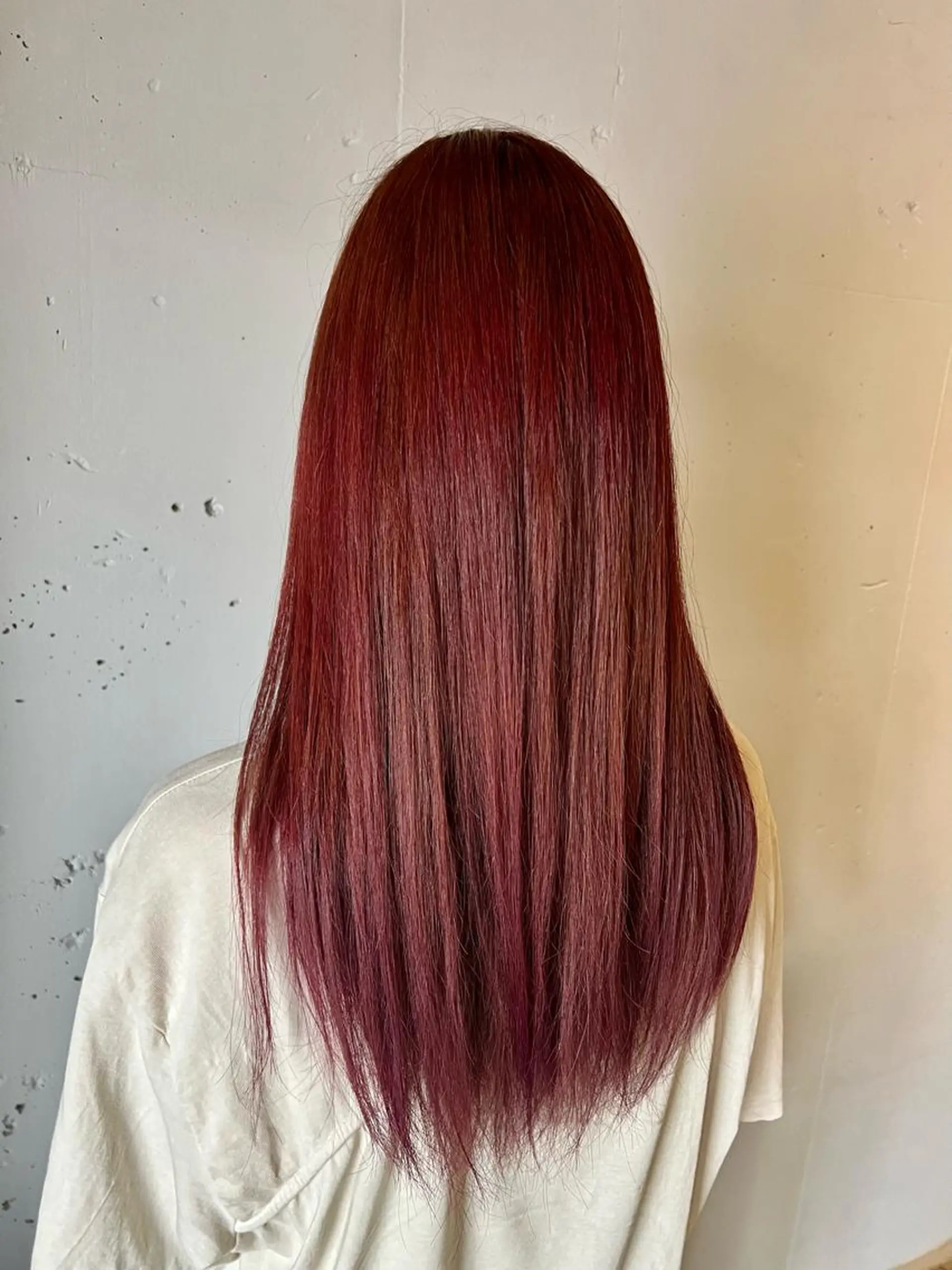 セミロング カラー ブリーチ ブリーチなしカラー レッドカラー ヘアカラー トリートメント ヘッドスパ カラースペシャリスト しょう🧑🏼‍🎨のヘアスタイル