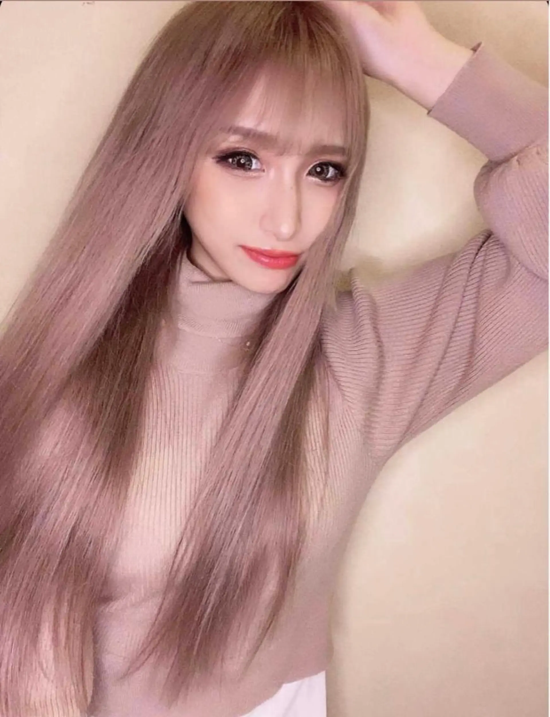 ロング カラー シールエクステ グレージュ ピンクカラー エクステ シシド ユウスケ Aceのヘアスタイル