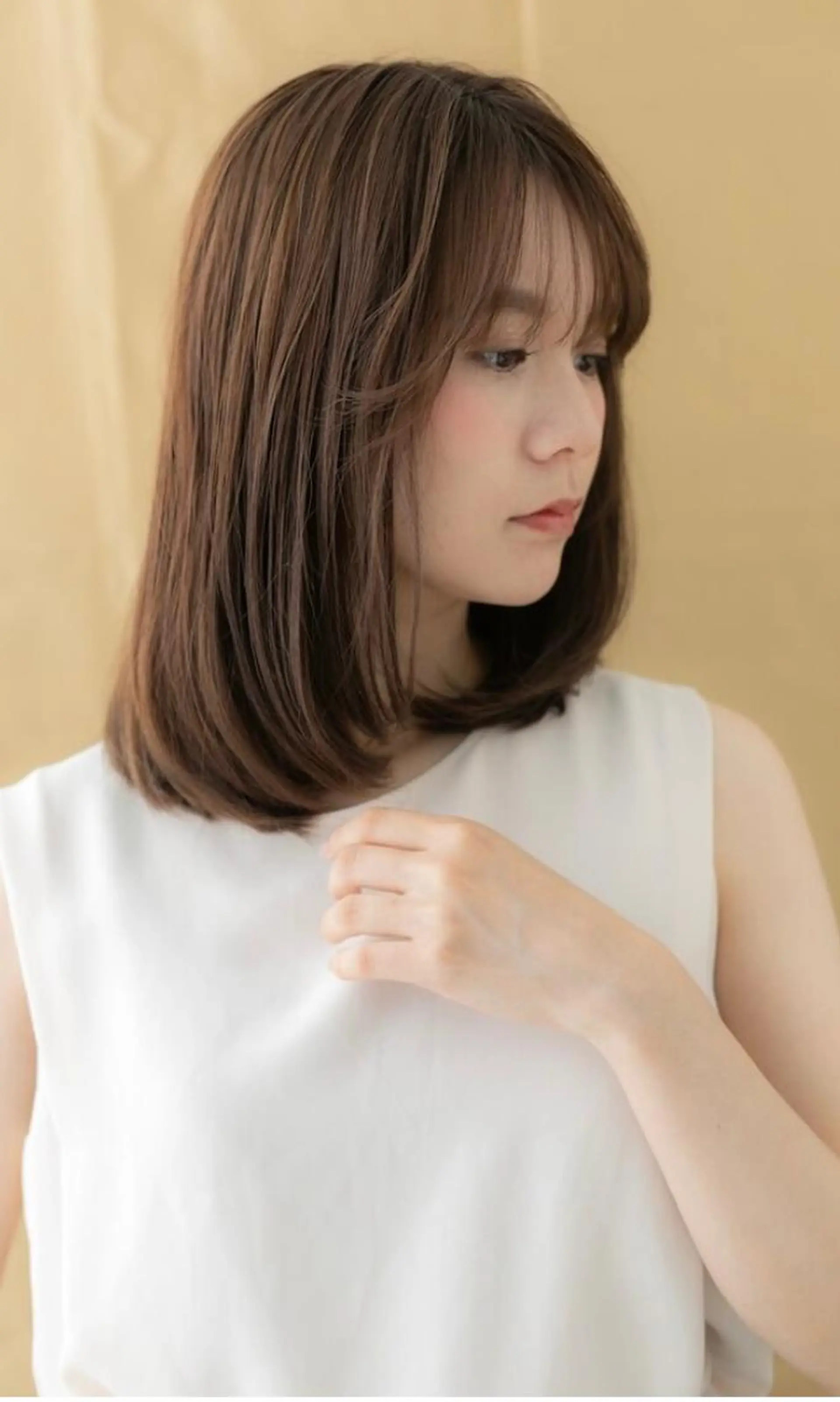 ミディアム カラー パーマ 天使の羽バング・フェザーバング 小顔カット 似合わせ✨透明感🫧 佐藤優斗のヘアスタイル