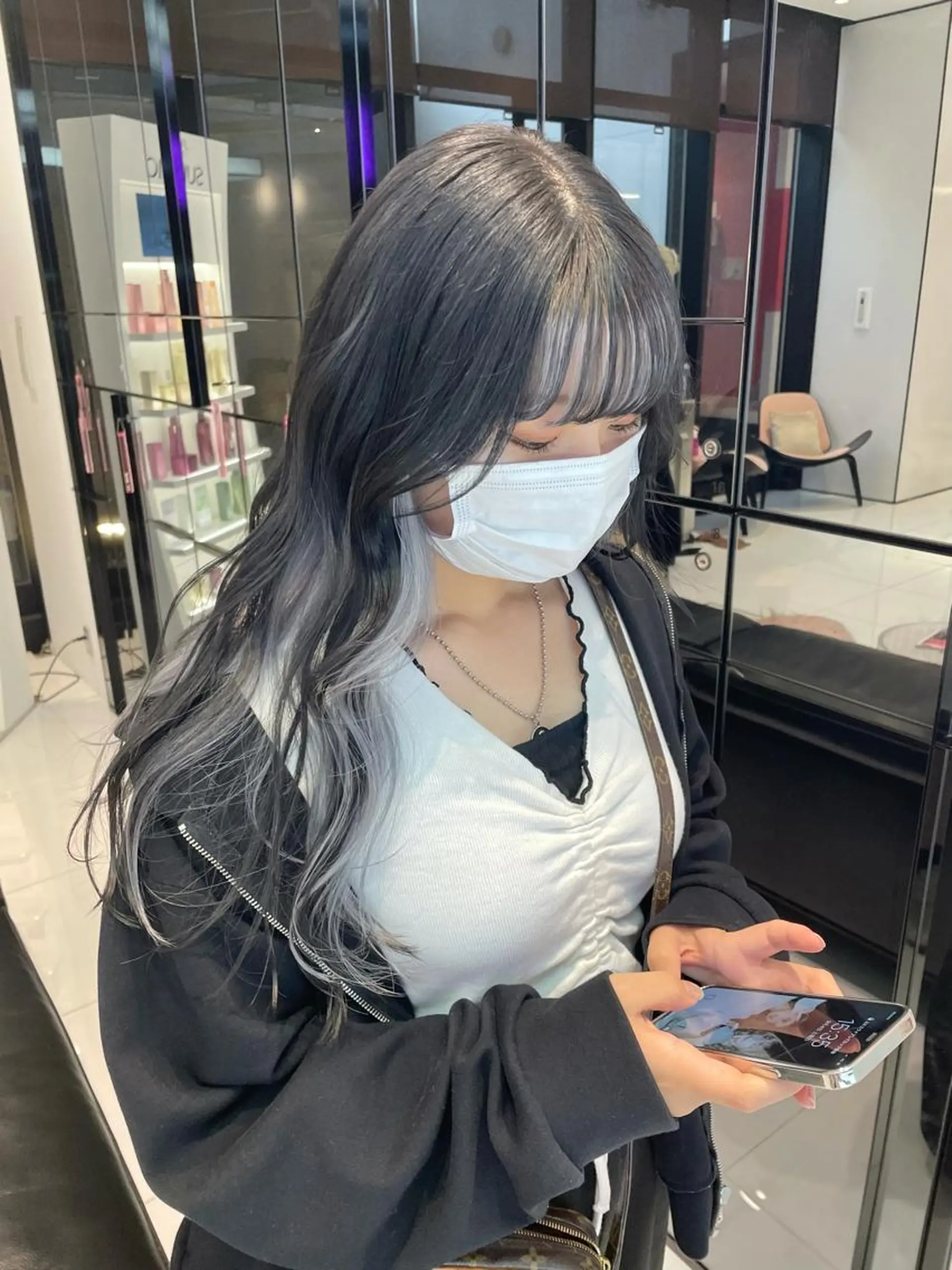 ロング カラー ヘアアレンジ ハッシュカット/ 韓国ヘア☽⋰mahoのヘアスタイル