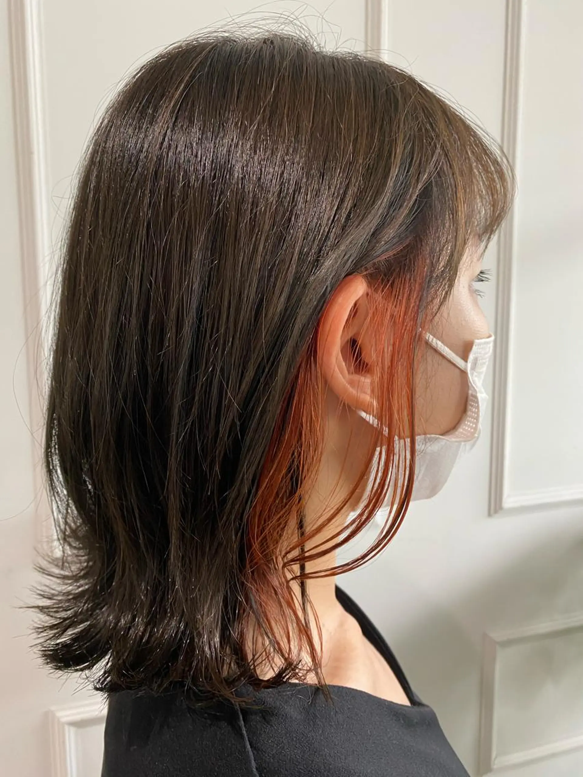 ミディアム カラー イヤリングカラー 日野 めぐみのヘアスタイル