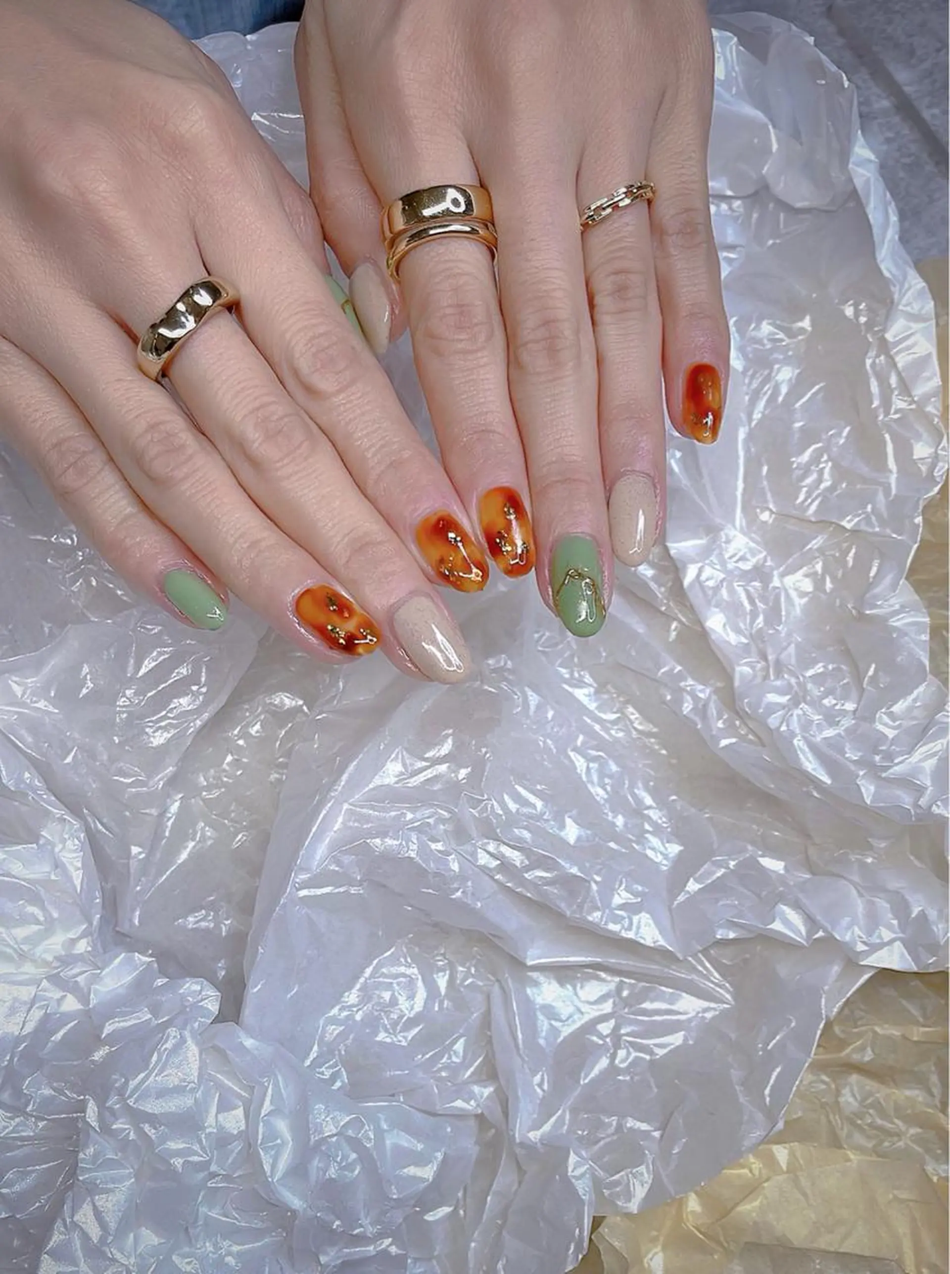 ミディアム 韓国風ヘア めぐみのネイルサロン スタッフ練習のネイルデザイン