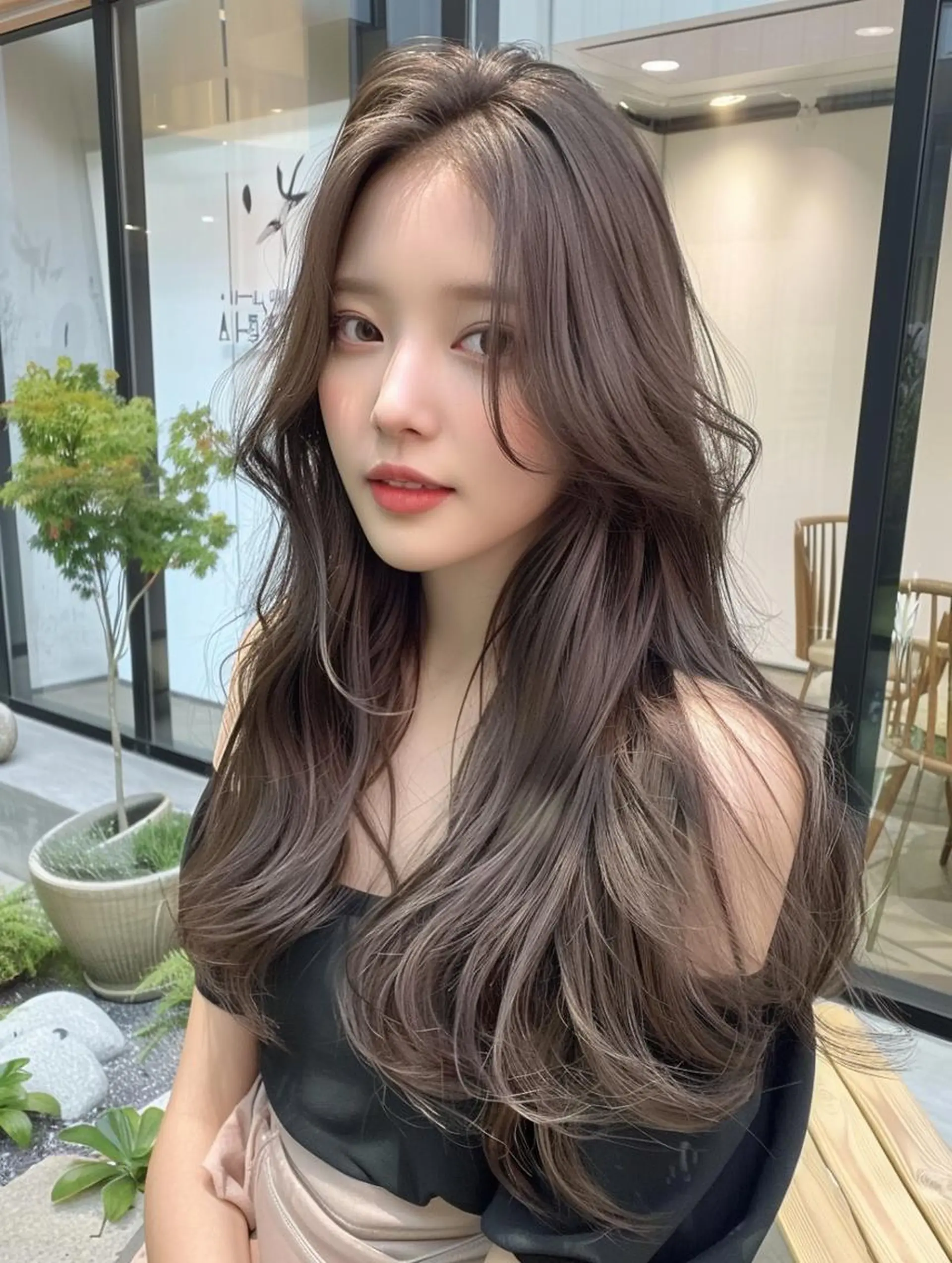 ロング ヘアカラー トリートメント ✨ブリーチなし× 髪質改善⚡新宿駅近のヘアスタイル