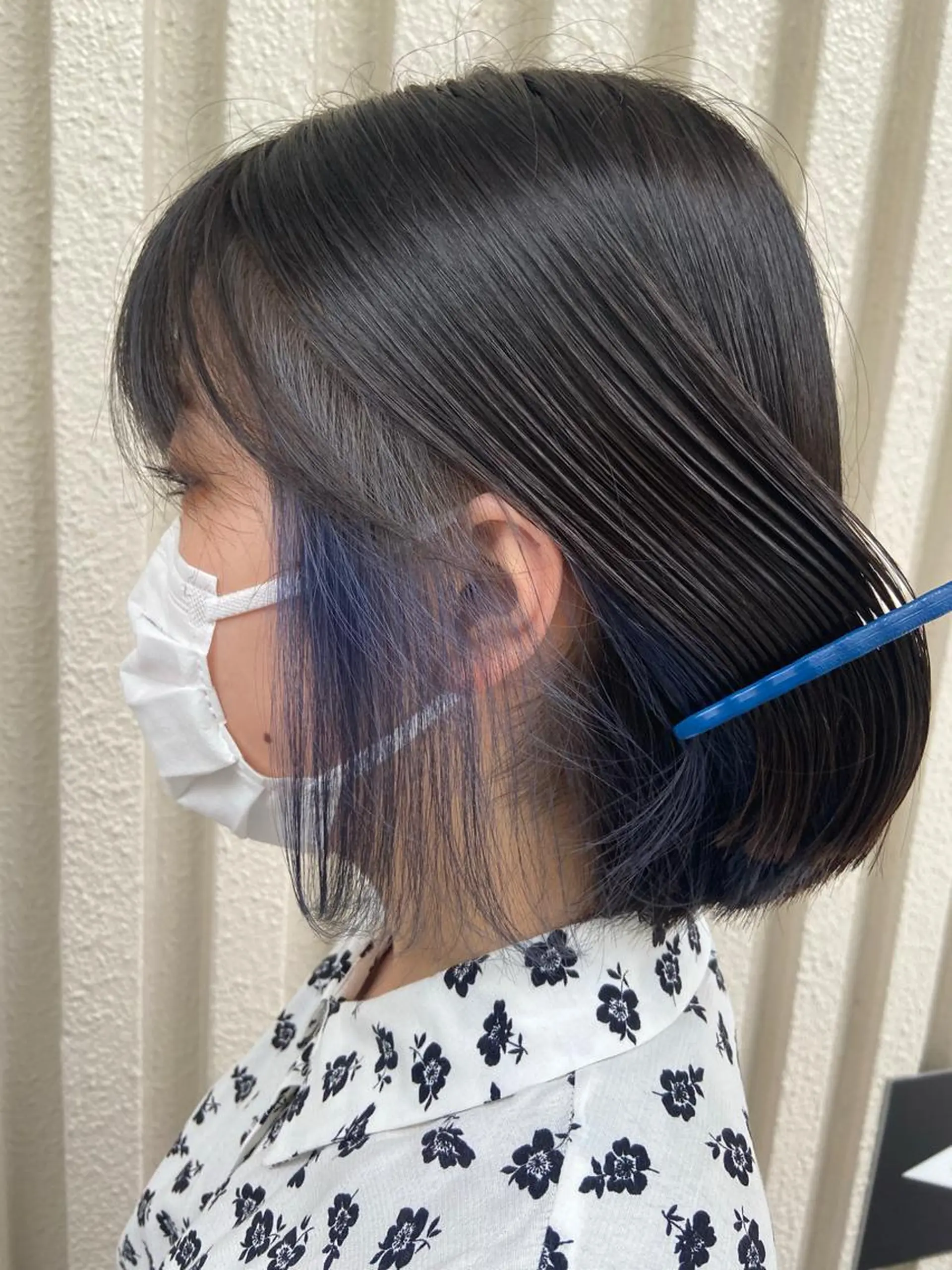 ショート カラー ブルーカラー インナーカラー ネイビーカラー Kensho 京都駅 ケアブリーチのヘアスタイル