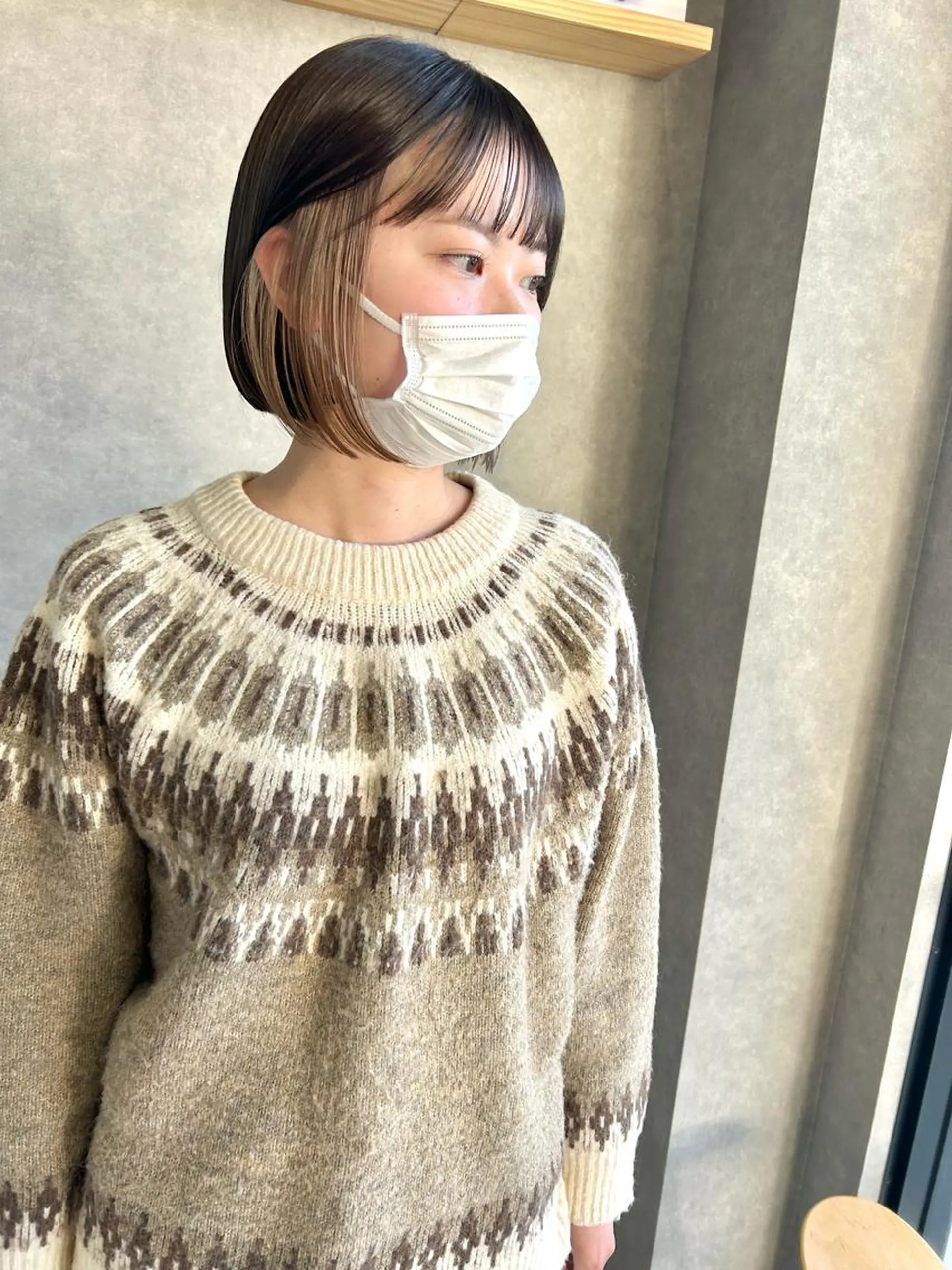 ミディアム カラー カット ヘアカラー トリートメント 一ノ瀬 暁のヘアスタイル